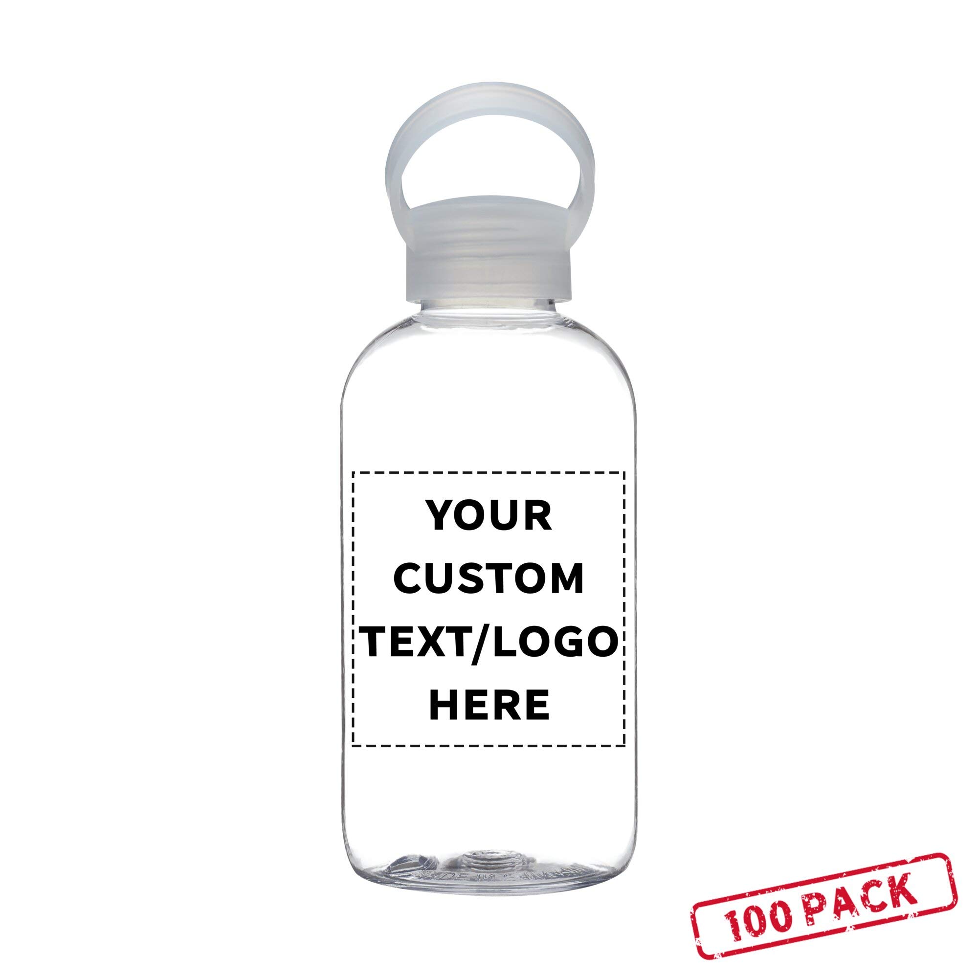 100 Pack 20 oz Customizable Plastic Water Bottles with Handle - Flexi-Grip Clear Drinkware for Schools, Events & Promotions - Bulk Discount Available