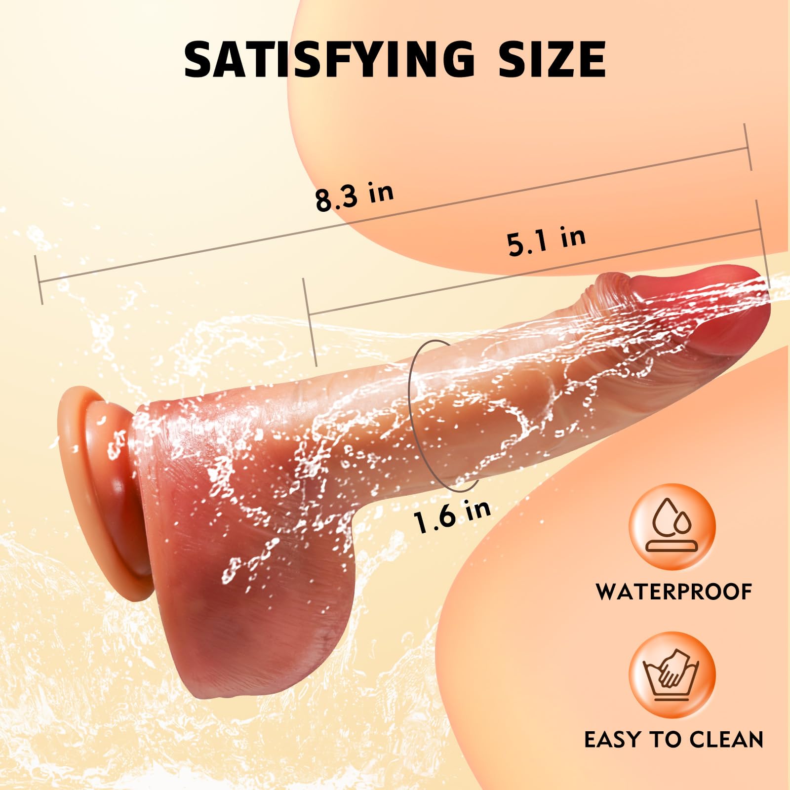 Realistic Squirting Dildo for Women & Men - 8.3 Inch Soft Silicone Ejaculating Dildo with Strong Suction Cup for G-Spot, Anal & Prostate Stimulation - Adult Sex Toy for Couples & Solo Play - Perfect for Roleplay, BDSM & Sensual Exploration