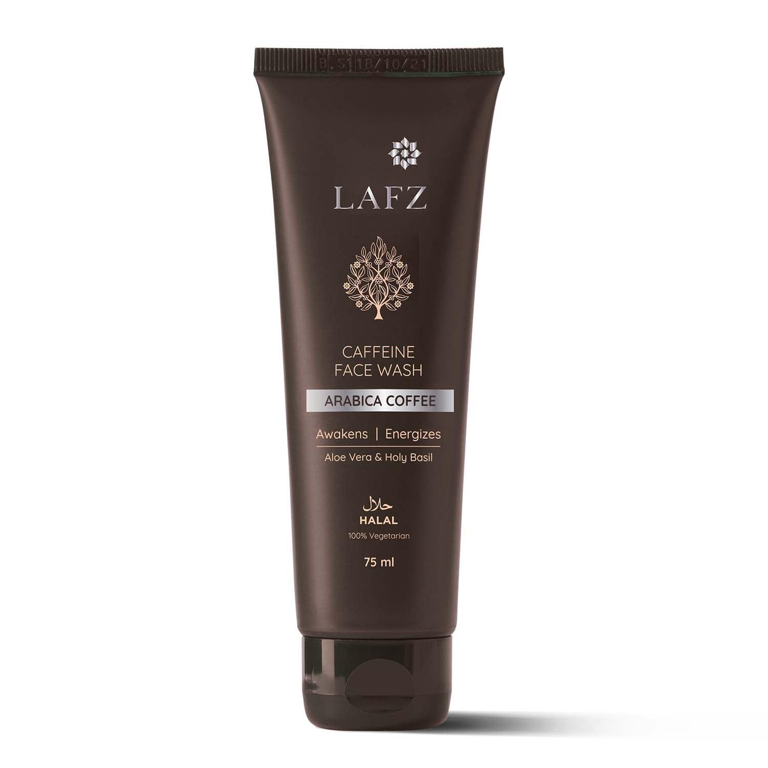 Lafz Caffeine Face Wash Tube 75ml - Brightening & Anti-Aging Facial Cleanser for Men & Women - Perfect for Morning Skincare Routine & Travel Size