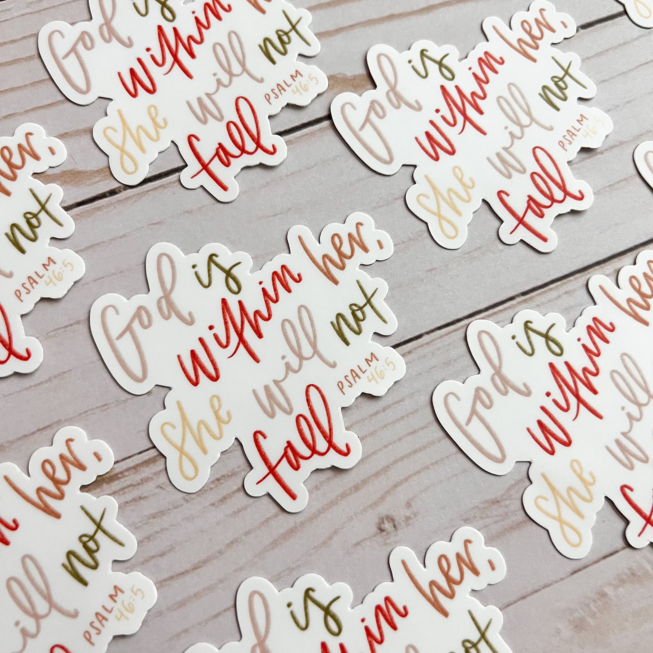 Bible Stickers - Religious Decals with Bible Verse Quotes for Christian Faith | God is Within Her - Psalm 46:5 | Perfect for Journals, Bibles, Laptops & Home Decor