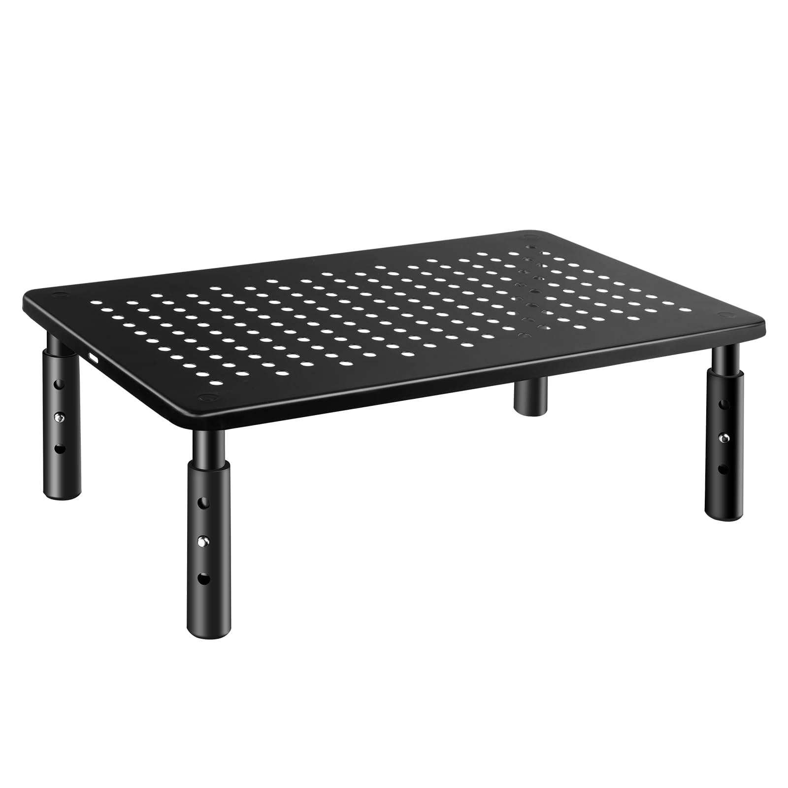 Adjustable Computer Monitor Stand Riser for Desk - 3 Height Settings, Metal Shelf with Cable Straps - Perfect for PC, Laptop, TV & Desktop Screens - Ideal for Office, Home & Gaming Setup