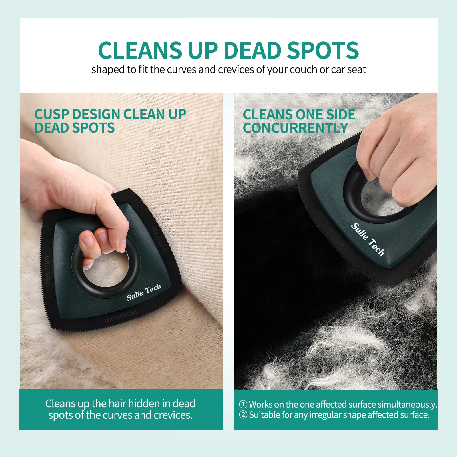Pet Hair Remover for Dogs & Cats - Auto Detailing Brush for Car, Couch, Furniture & Carpet - Lint & Fur Removal Tool (Dark Green) - Perfect for Home, Car & Pet Owners
