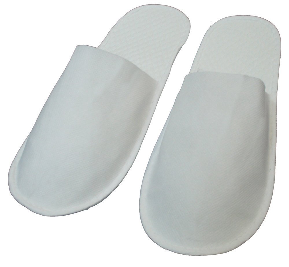 Pure Source India Disposable Hotel Slippers - 6mm Thick Sole, 2-Pair Pack (White) - Perfect for Spa, Bedroom, Dining Hall & Travel Use