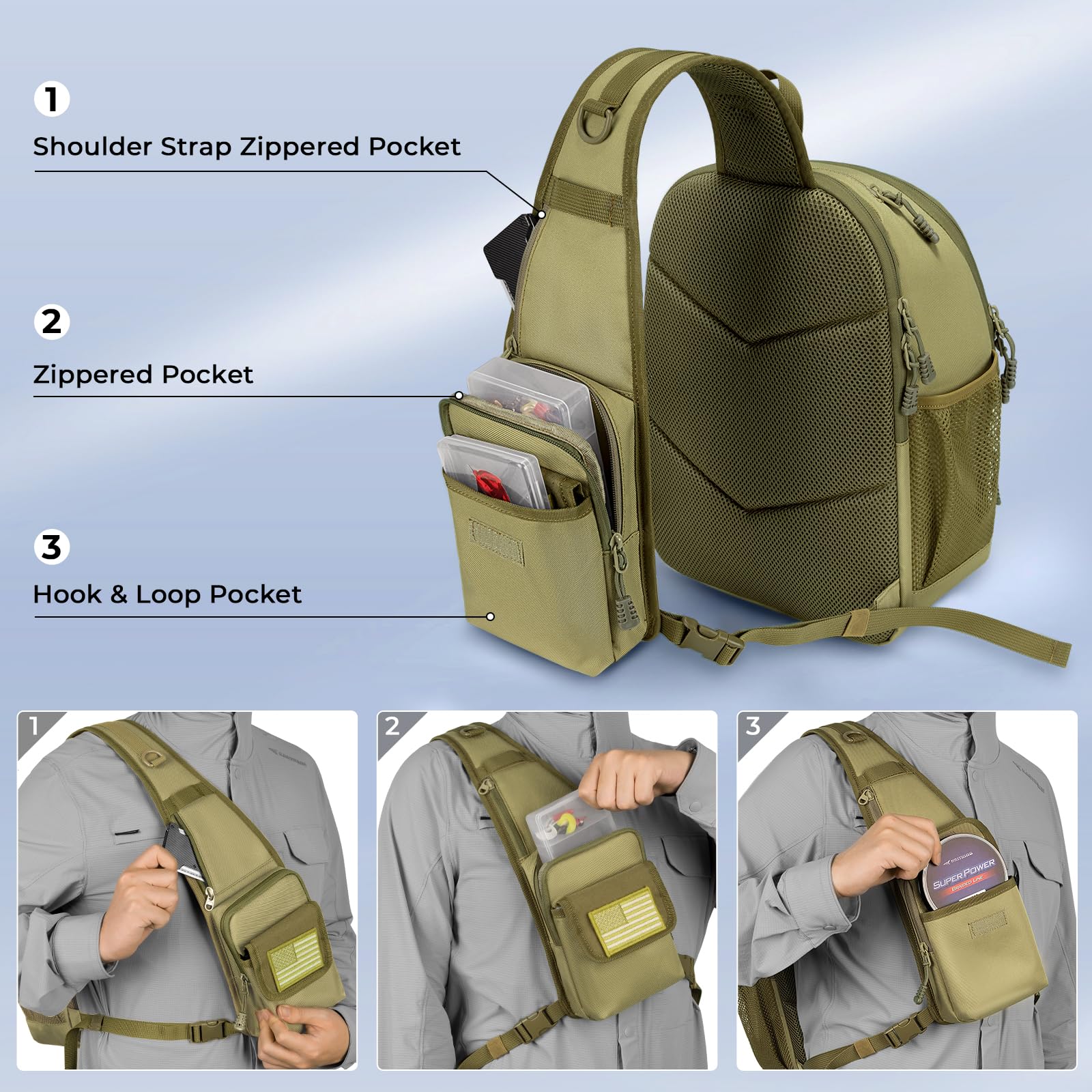 KastKing Karryall Fishing Sling Tackle Bag with 2 Tackle Trays - Waterproof Tactical Fishing Gear Storage Backpack for Bass, Trout & Saltwater Fishing | Perfect for Boat, Shore & Travel Use