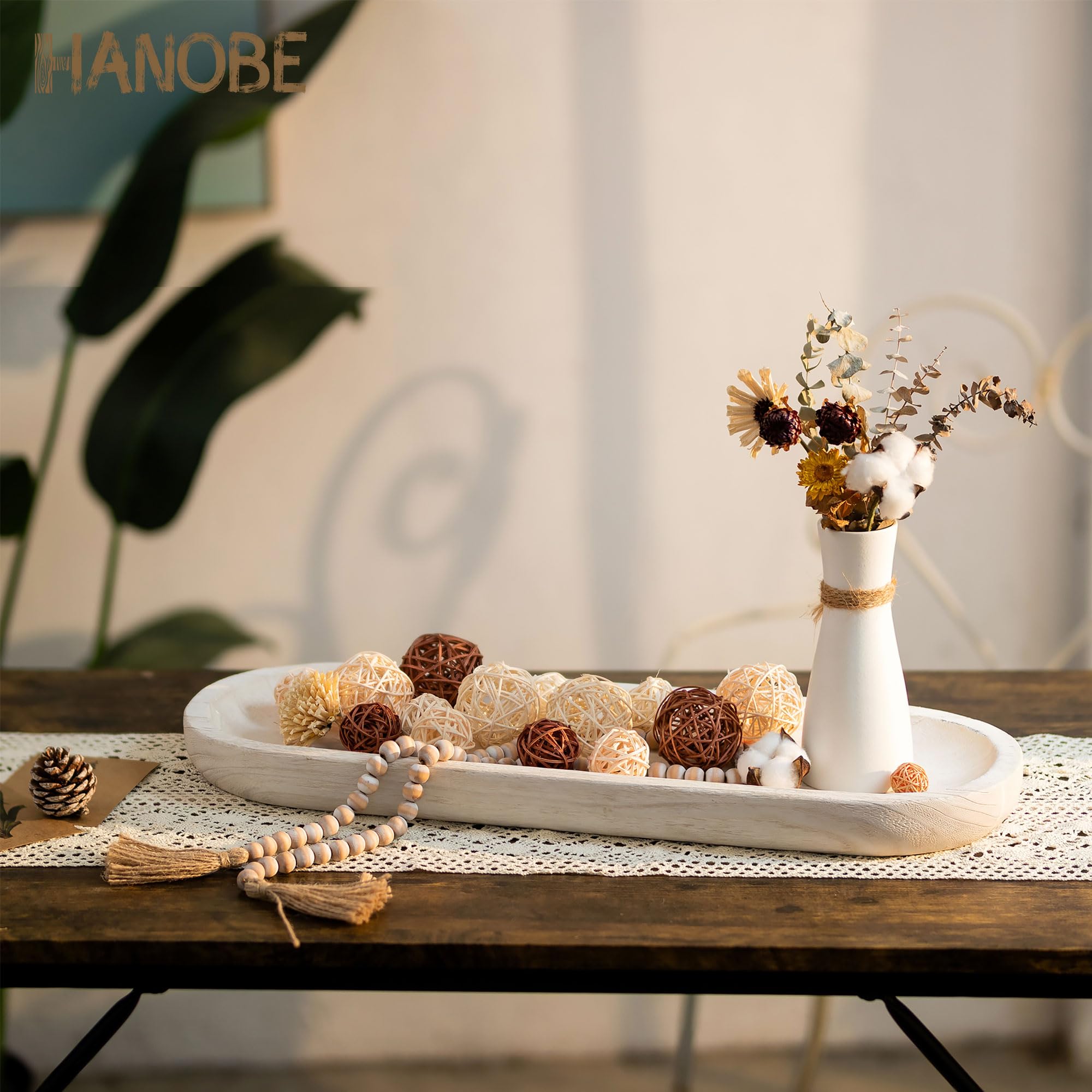 Hanobe Large Wooden Decorative Bowl - 25.5