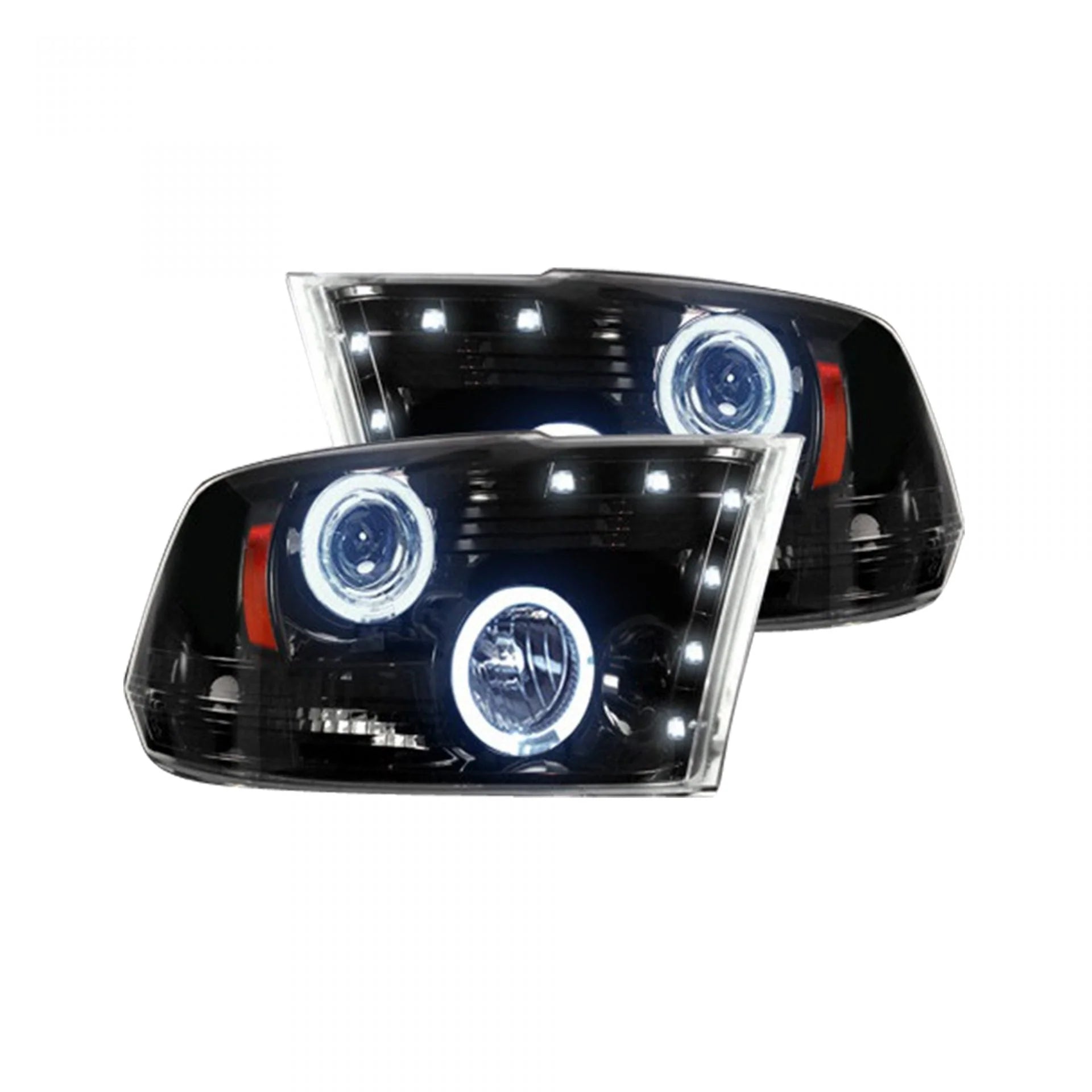 Dodge RAM 2500/3500 (2010-2018) Projector Headlights with CCFL Halo Rings & DRL - Smoked/Black Housing - Upgrade for Off-Road & Night Driving