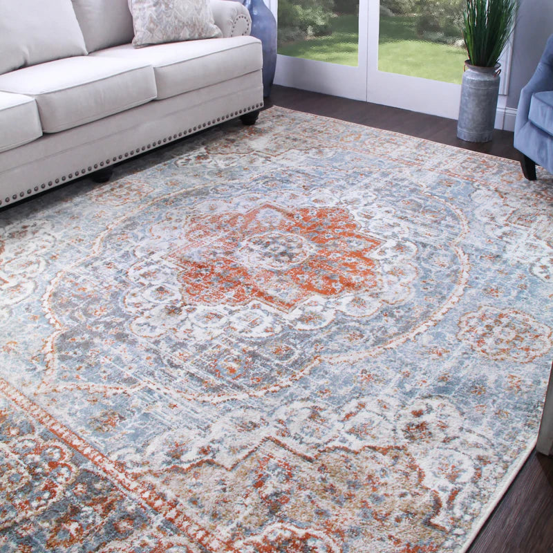Bodhi Vintage Floral Medallion Indoor Area Rug - Non-Slip Bohemian Runner Carpet for Living Room, Bedroom & Hallway Decor