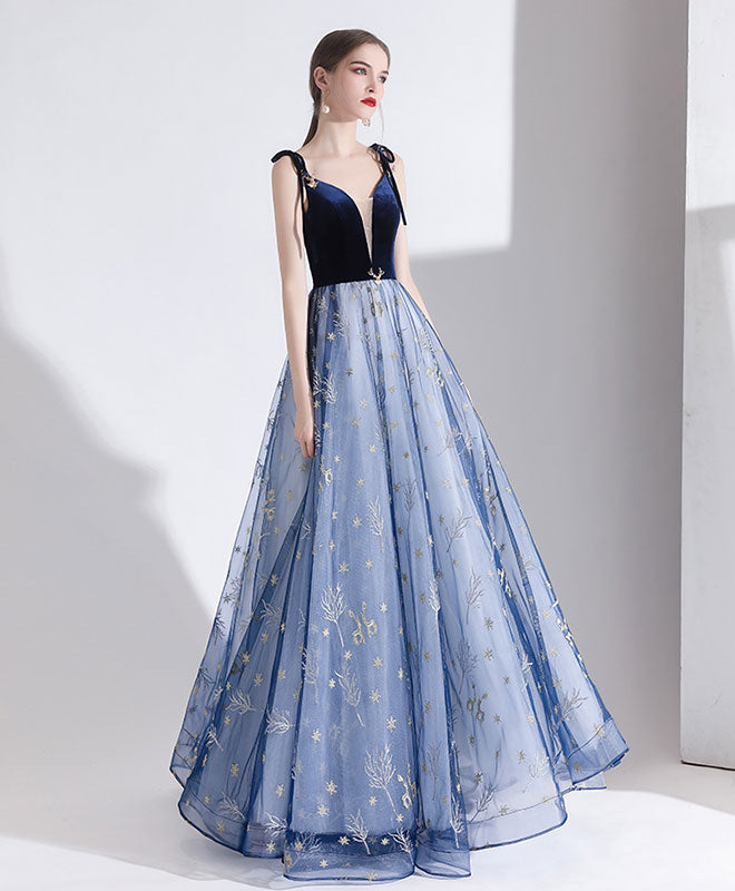 Elegant Blue Sweetheart Tulle Long Prom Dress - Formal Evening Gown for Homecoming, Ball & Special Occasions