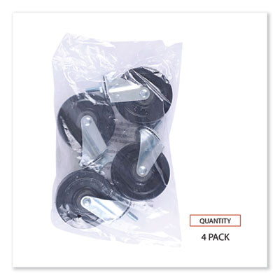 Alera® 4-Pack Wire Shelving Casters with Grip Ring Type K Stem - 2 Locking & 2 Swivel Wheels in Black/Silver for Home Storage, Garage Organization & Retail Displays