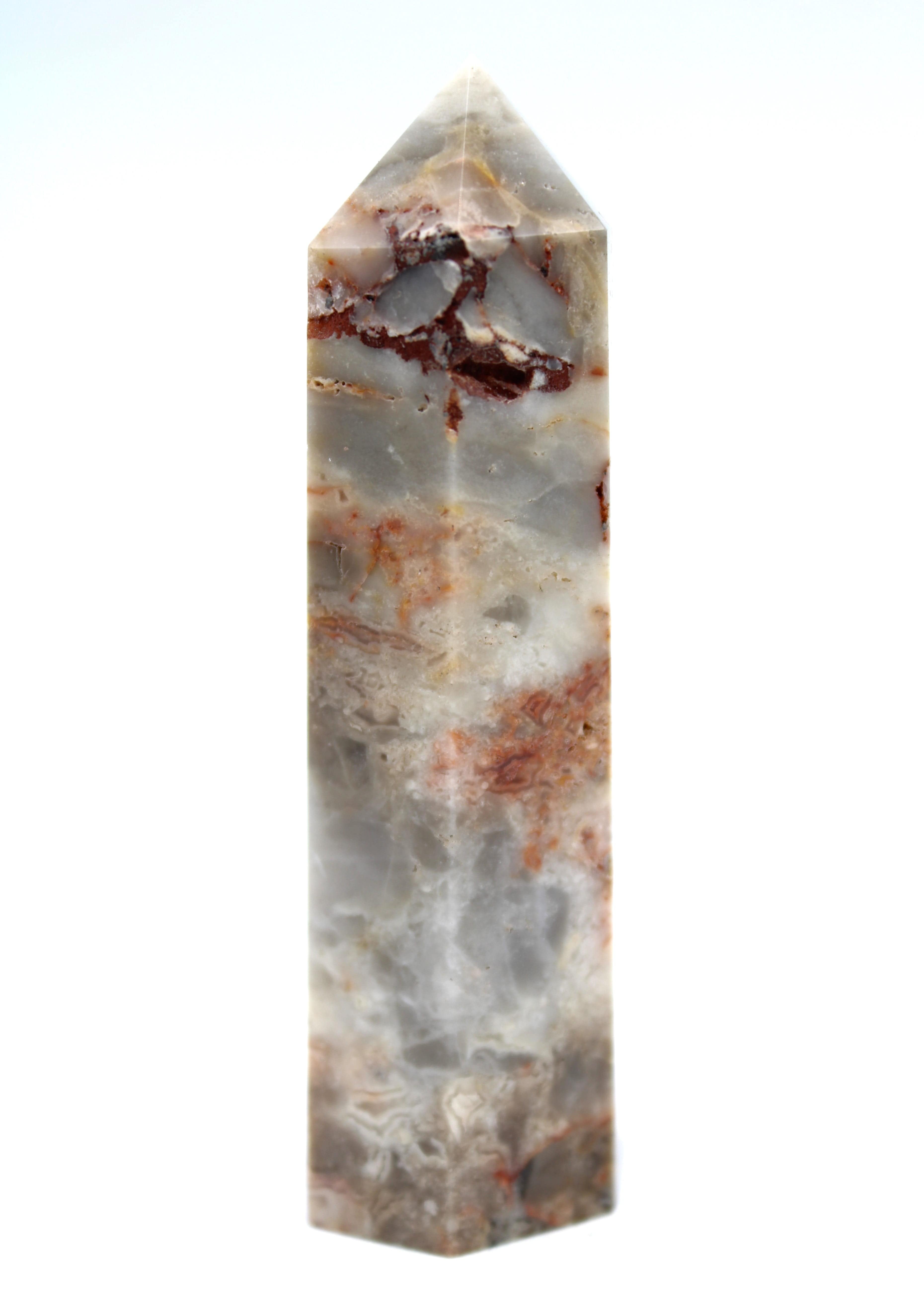 Natural Crazy Lace Agate Crystal Tower - Healing Stone for Meditation, Yoga & Home Decor | 6 Inch Mexican Agate Obelisk for Spiritual Energy & Positive Vibes