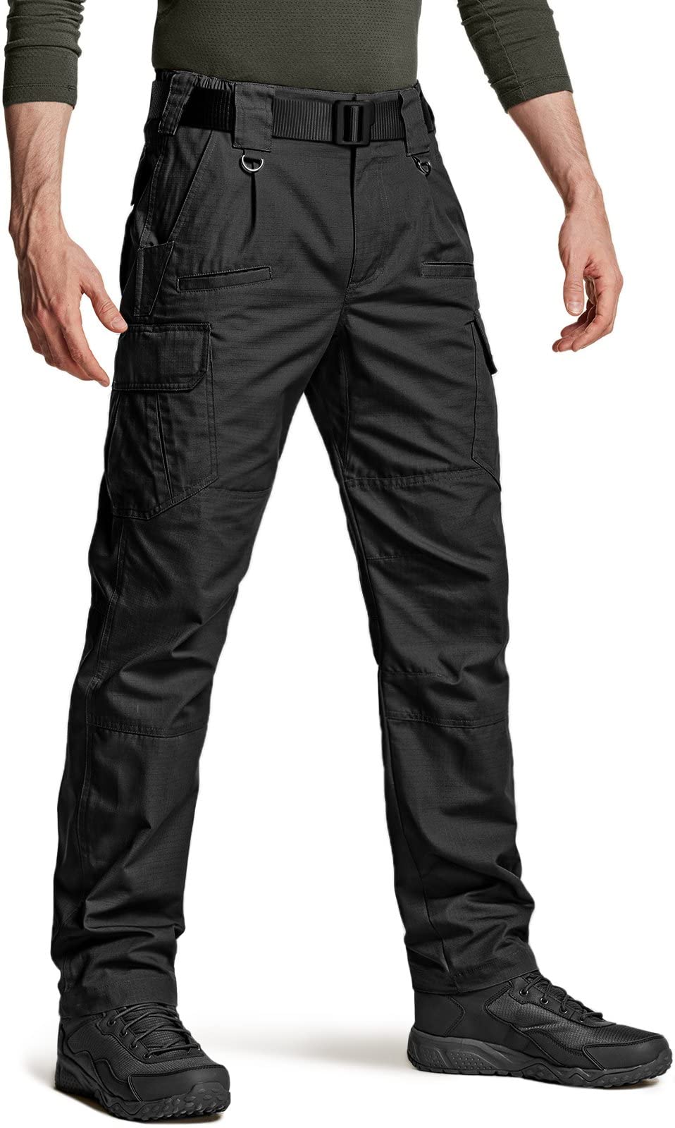 CQR Men's Tactical Pants - Water Resistant Ripstop Cargo Pants for Hiking, Work & Outdoor Activities | Lightweight Durable EDC Pants for Camping, Hunting & Adventure