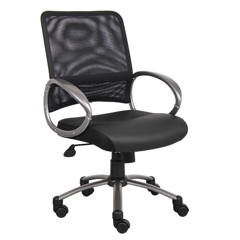 Boss B6406 Mesh Back Task Chair with Pewter Finish - Ergonomic Office Chair for Home & Workspace Comfort
