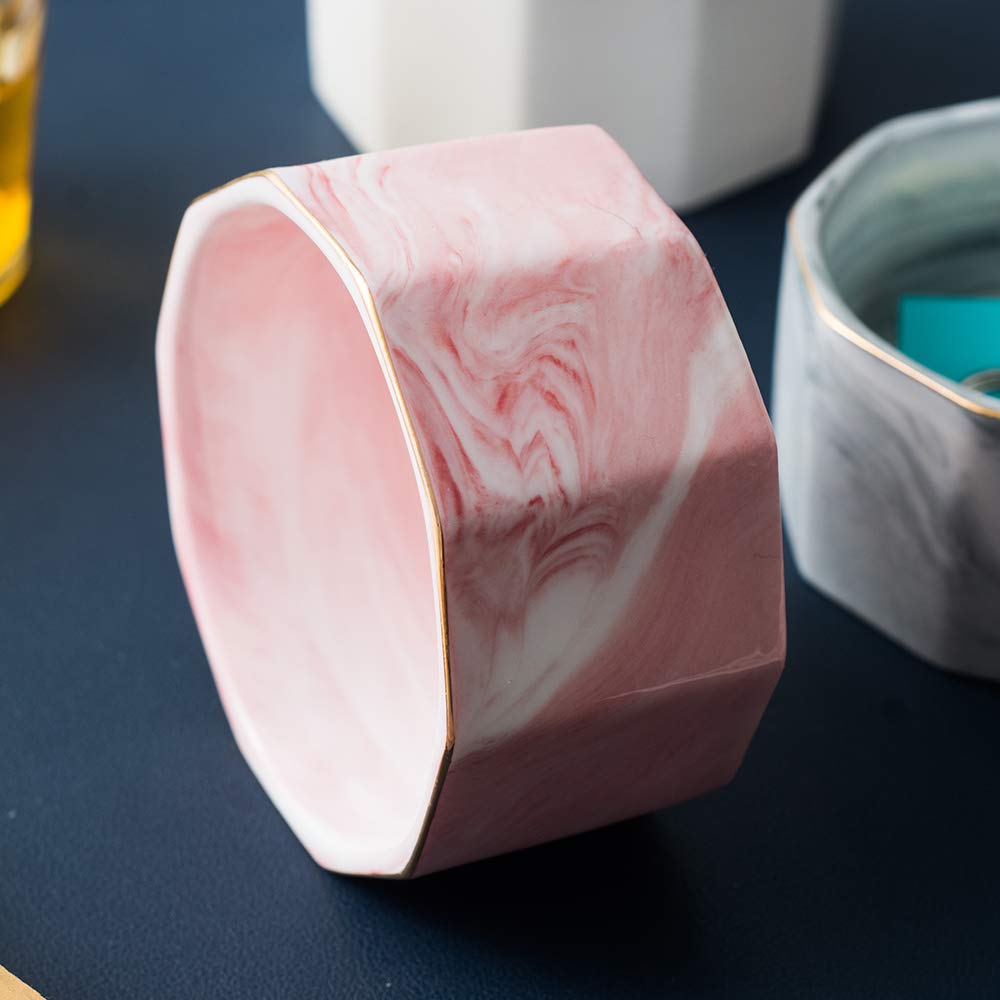 Ceramic Marbling Paper Clip Holder & Organizer - Stylish Desk Accessory for Office, School, or Home Use - Perfect for Binder Clips, Paper Clips & Stationery (White)