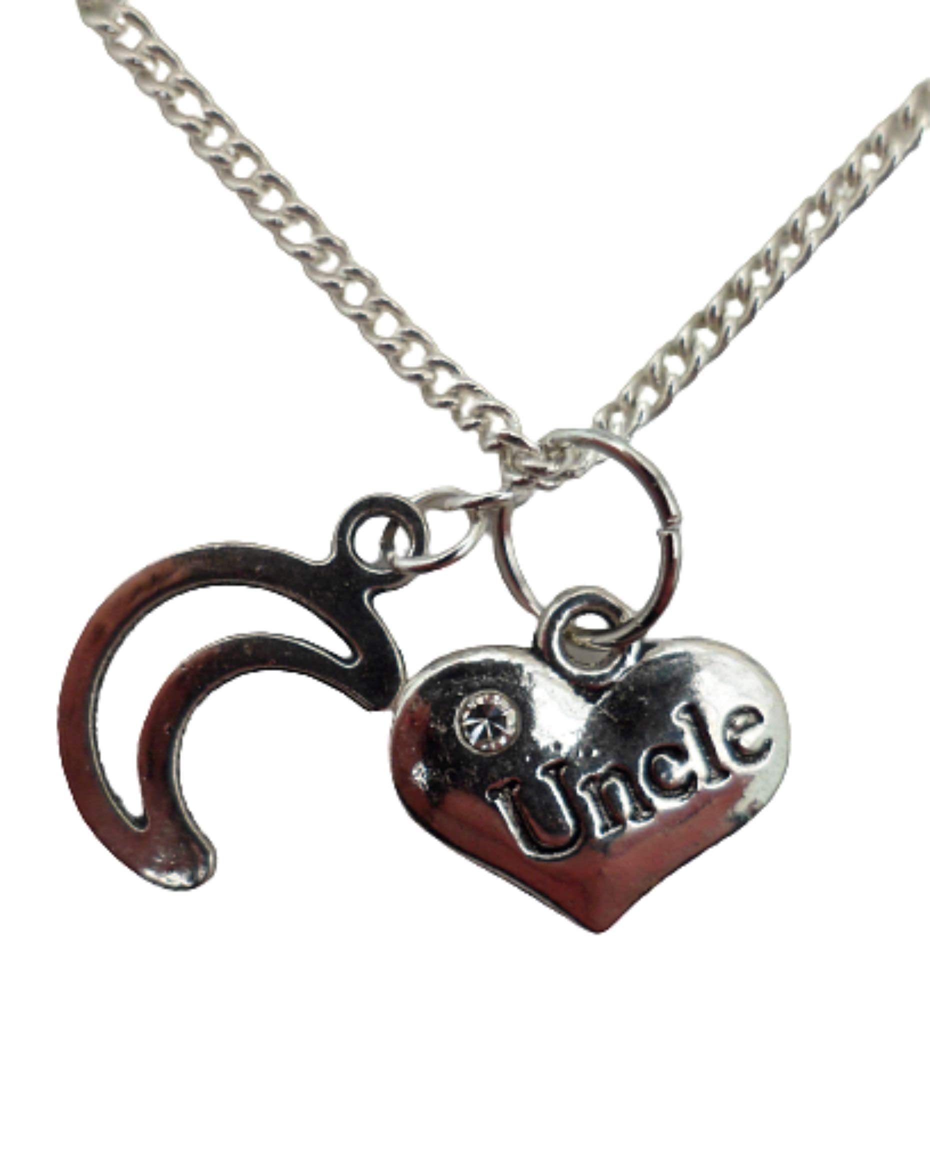 Sterling Silver Plated Heart Pendant Necklace for Men - Uncle Gift with Gemstone Charm - Perfect for Birthdays, Anniversaries & Father's Day Gifts