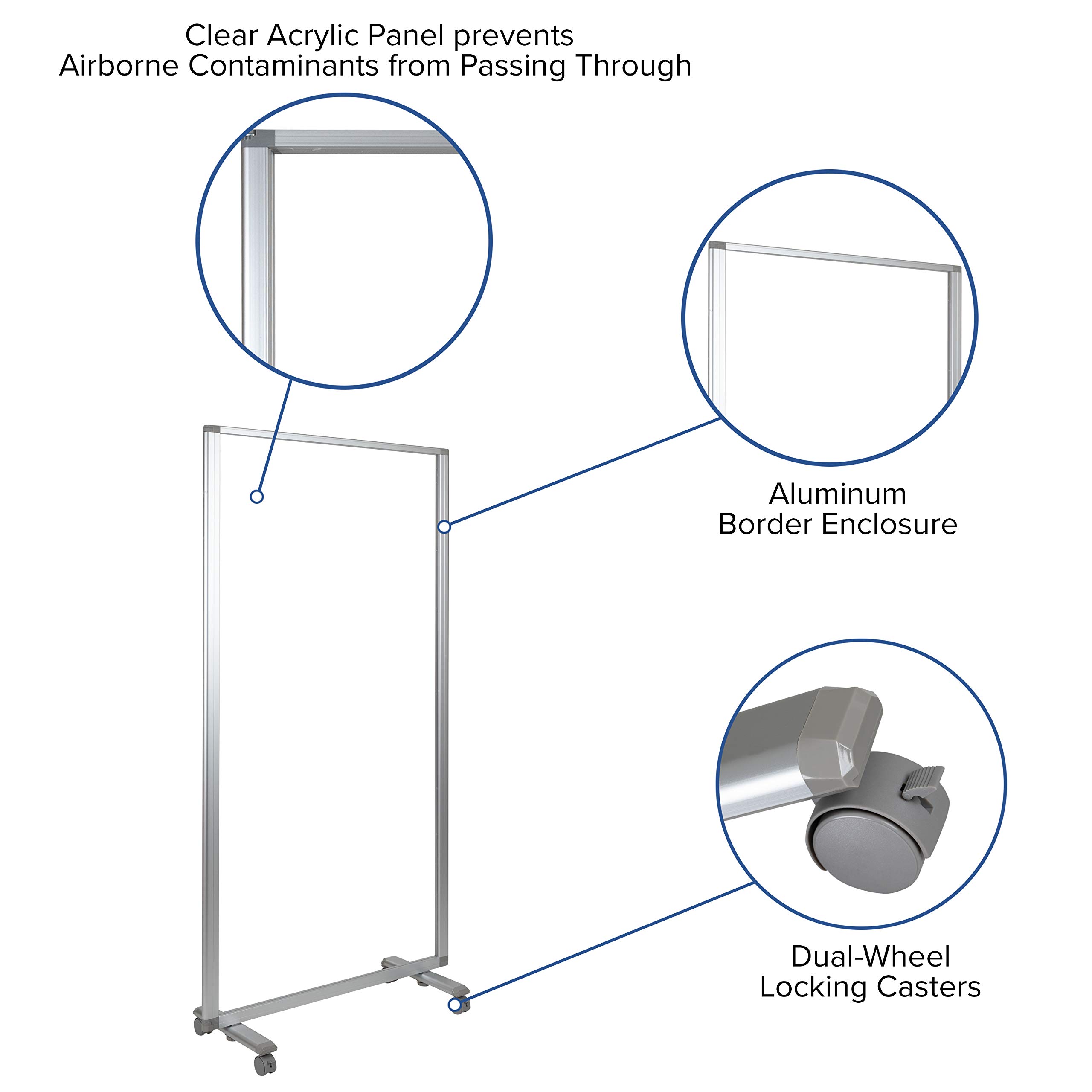 Portable Clear Room Divider Partition - Freestanding Mobile Sneeze Guard Screen for Office, Restaurant, Lobby & Public Areas | Privacy Protection & Social Distancing Solution