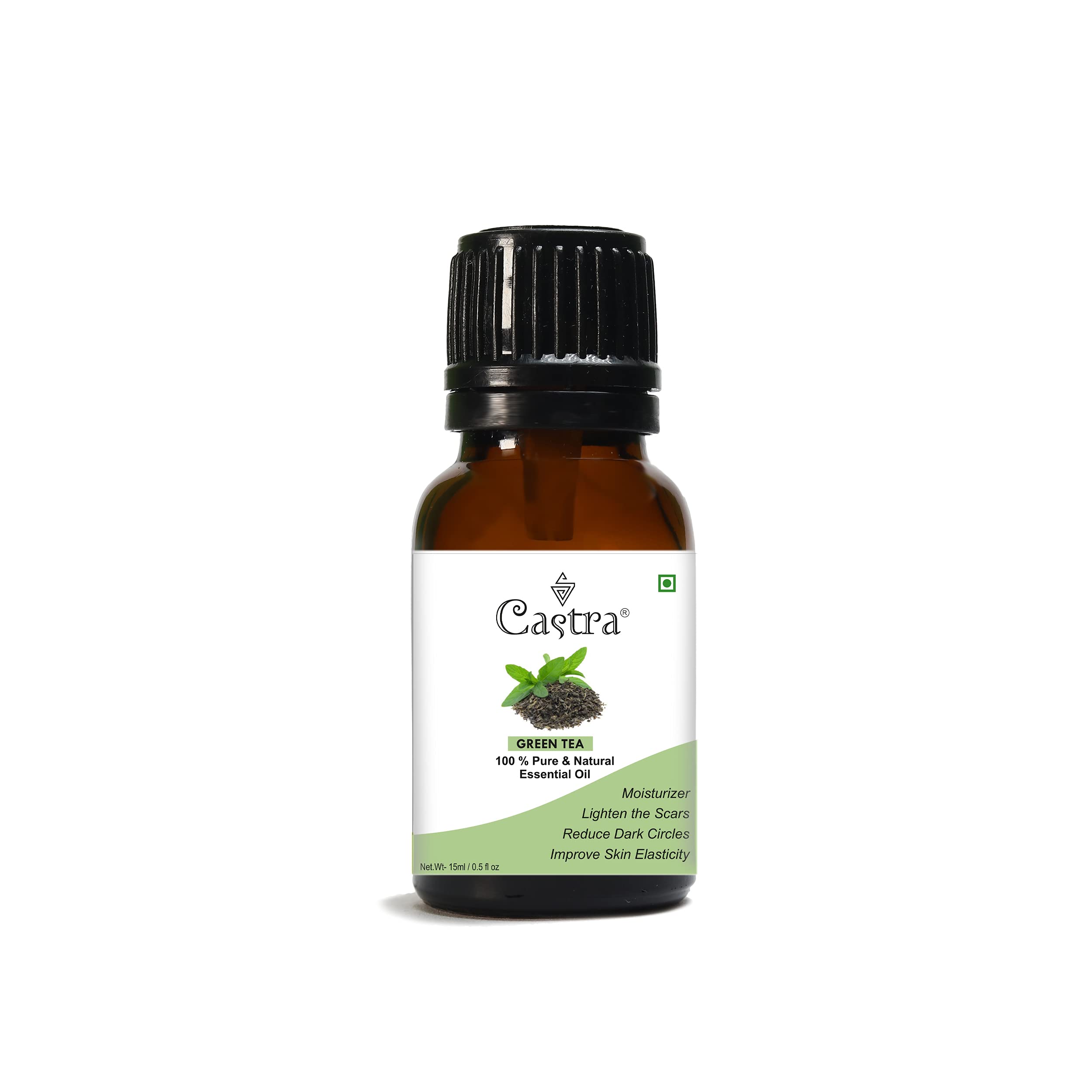 100% Pure & Natural Castra Green Tea Essential Oil for Clear Face & Skin Rejuvenation - 15ml - Perfect for Aromatherapy, DIY Skincare & Relaxation