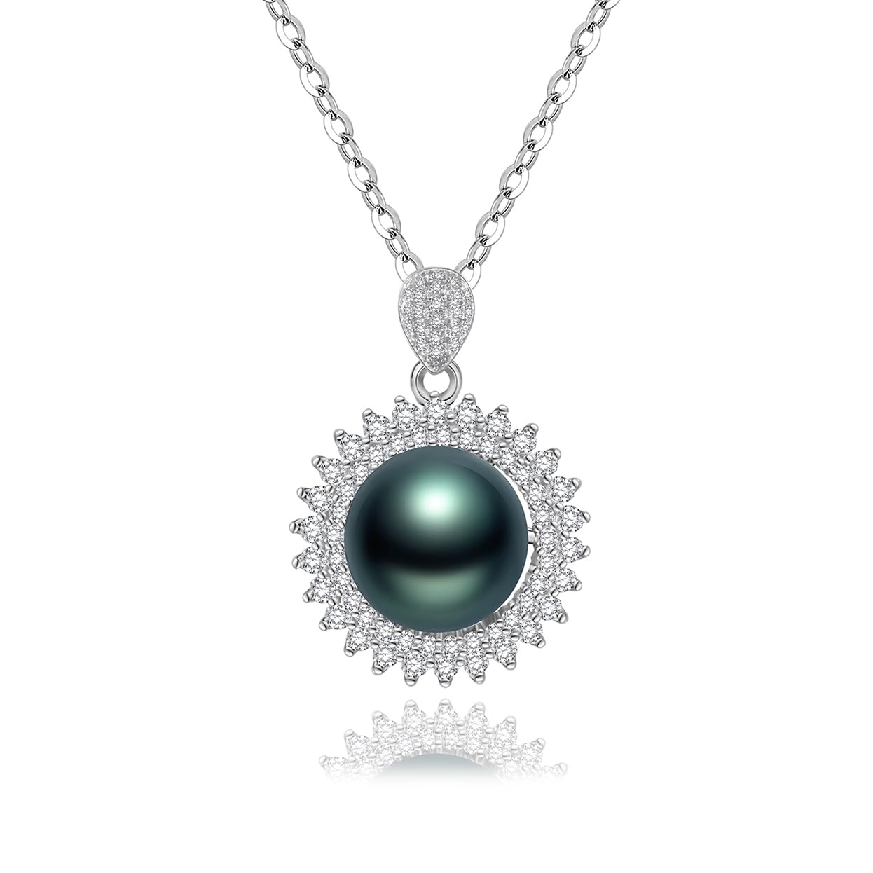 Tahitian Black Pearl Necklace for Women - 18K Gold Plated Sterling Silver Pendant - Elegant Gift for Wife, Mom, Girlfriend - Perfect for Wedding, Birthday, Anniversary, Mother's Day, Valentine's Day & Christmas - Luxury Jewelry for Special Occasions & Evening Events