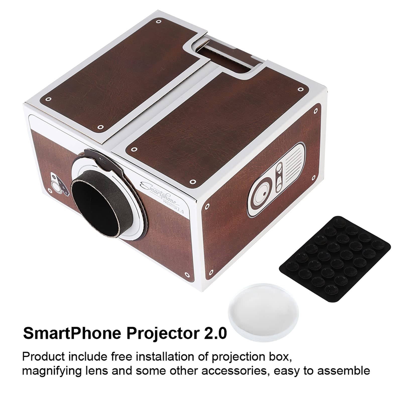 EVTSCAN 2nd Gen Mini DIY Portable Smart Phone Projector - Home Theater & Outdoor Movie Night for iPhone Android - Perfect for Camping, Bedroom, Backyard Entertainment