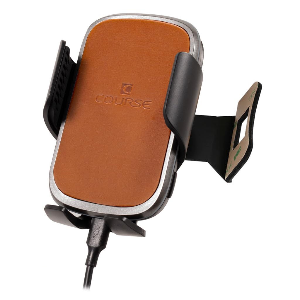 Course Motorsports Direct Fit Phone Mount for Ford F150 (2013-2014) - Auto Closing Charging Cradle Head (Tan) - Left/Right Side Installation - Perfect for Hands-Free Driving & GPS Navigation