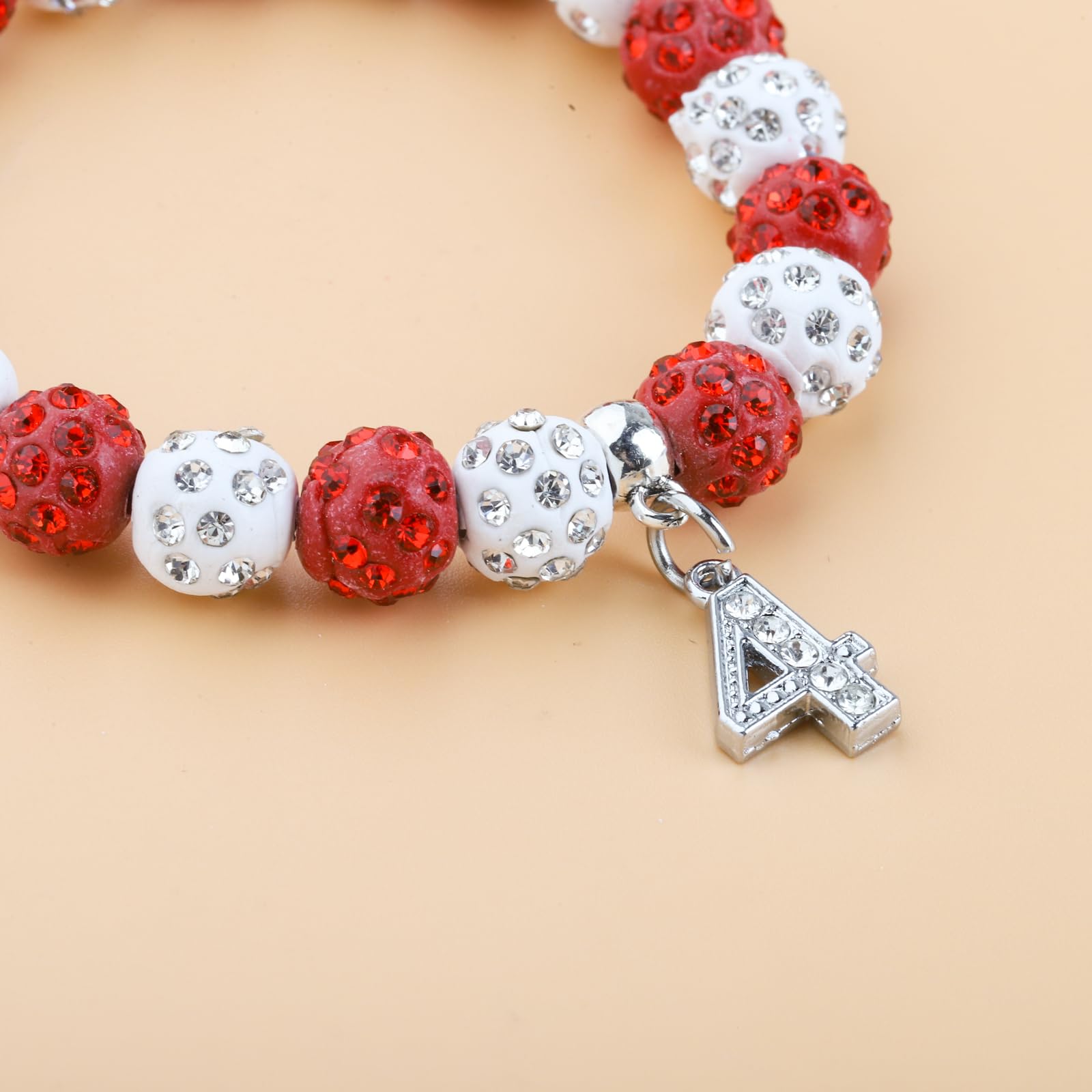 Red Sorority Beaded Bracelet with Rhinestone Numbers - Graduation Gift for Women - Perfect for Sorority Sisters, College Graduation Parties & Greek Life Events