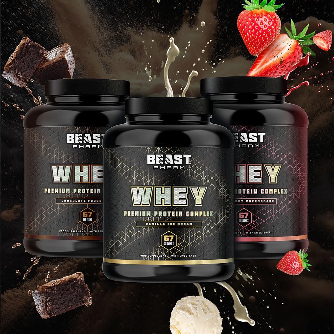 Beast Pharm Whey Protein Powder 2kg (4.4 lbs) - Premium Muscle Recovery Supplement | Eddie Hall Approved | Ideal for Post-Workout, Weight Training & Bodybuilding