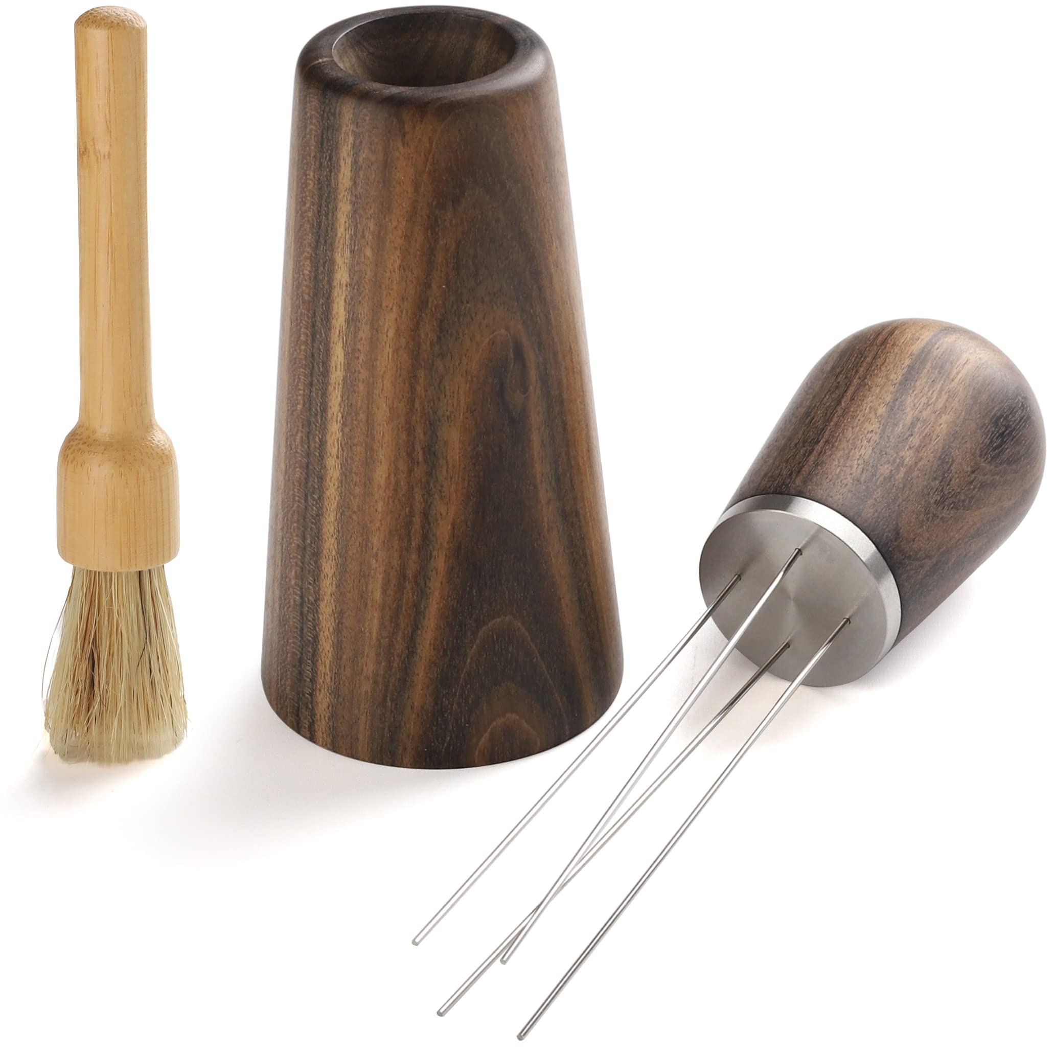 Premium Espresso WDT Tool - Coffee Stirrer & Needle Distributor with Natural Wood Handle & Base Stand - Perfect for Baristas & Home Coffee Brewing - Ideal for Espresso Preparation & Coffee Bar Use