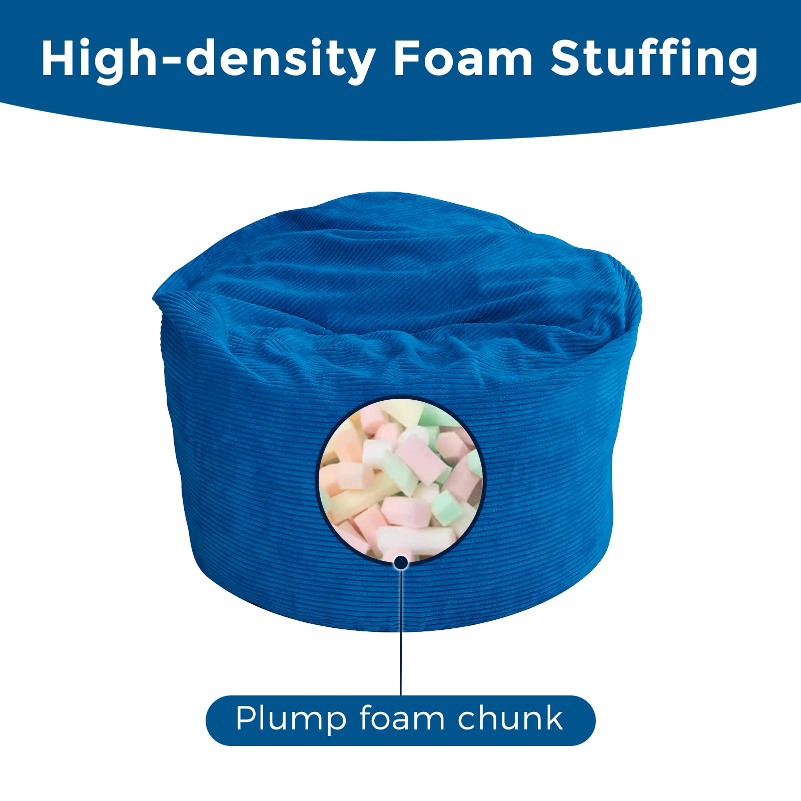 MAXYOYO Oversized Bean Bag Chair for Adults - Convertible to Floor Mattress Bed, Blue - Extra Large Comfortable Lounge Chair for Living Room, Bedroom, Dorm & Game Room