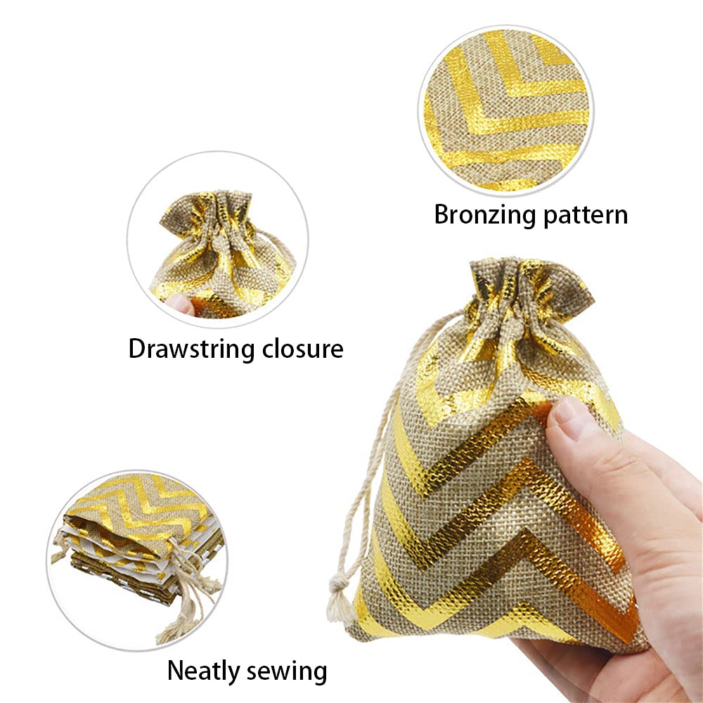 24Pcs Natural Linen Burlap Drawstring Bags - Small Jewelry Pouches for Wedding, Christmas, Birthday Party Favors | DIY Craft Storage Jute Sacks for Gifts, Jewelry, Beads & Small Keepsakes