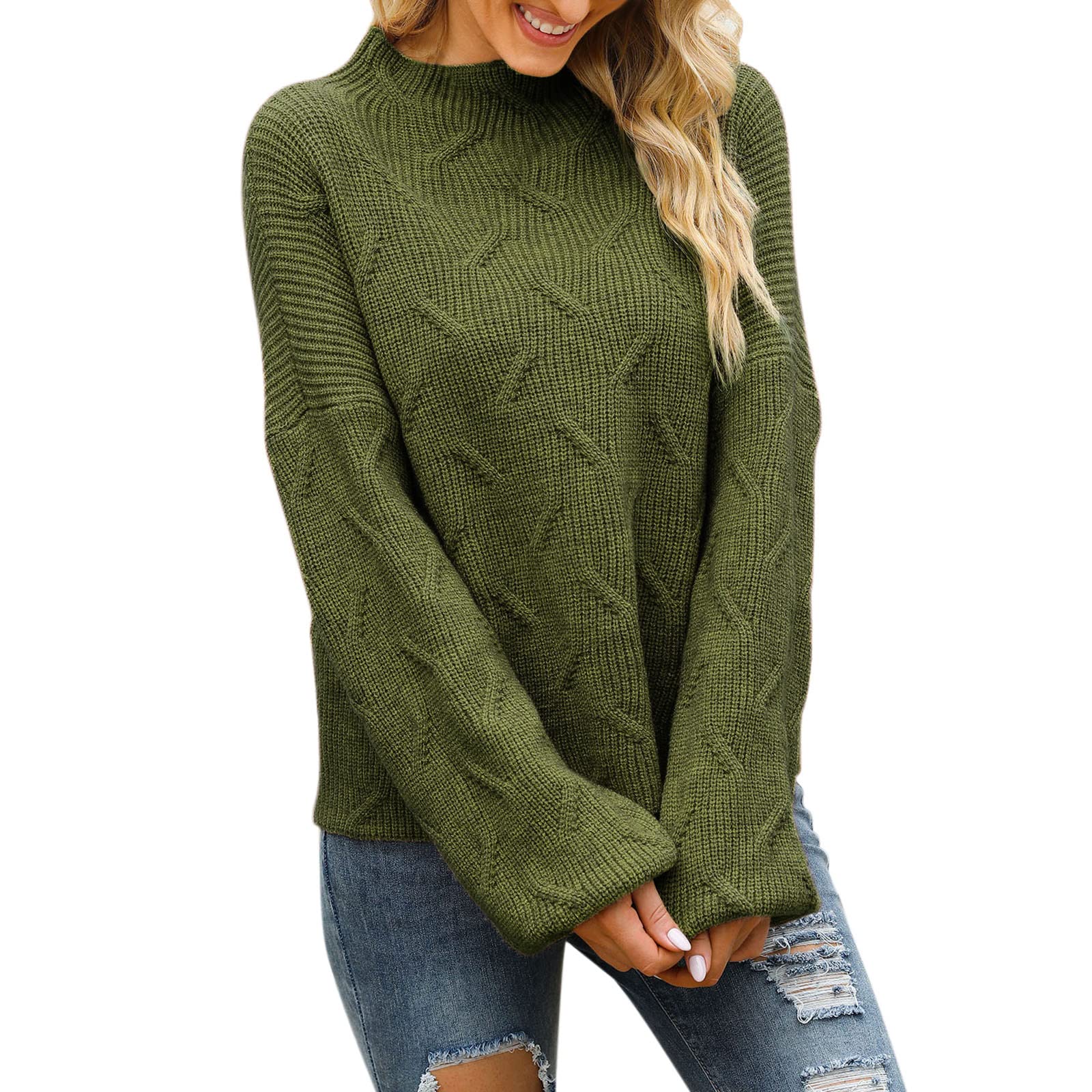 Women's Pullover Sweatshirt - Long Sleeve Knit Top Casual Warm Jumper for Everyday Wear | Perfect for Fall, Winter & Layering Outfits