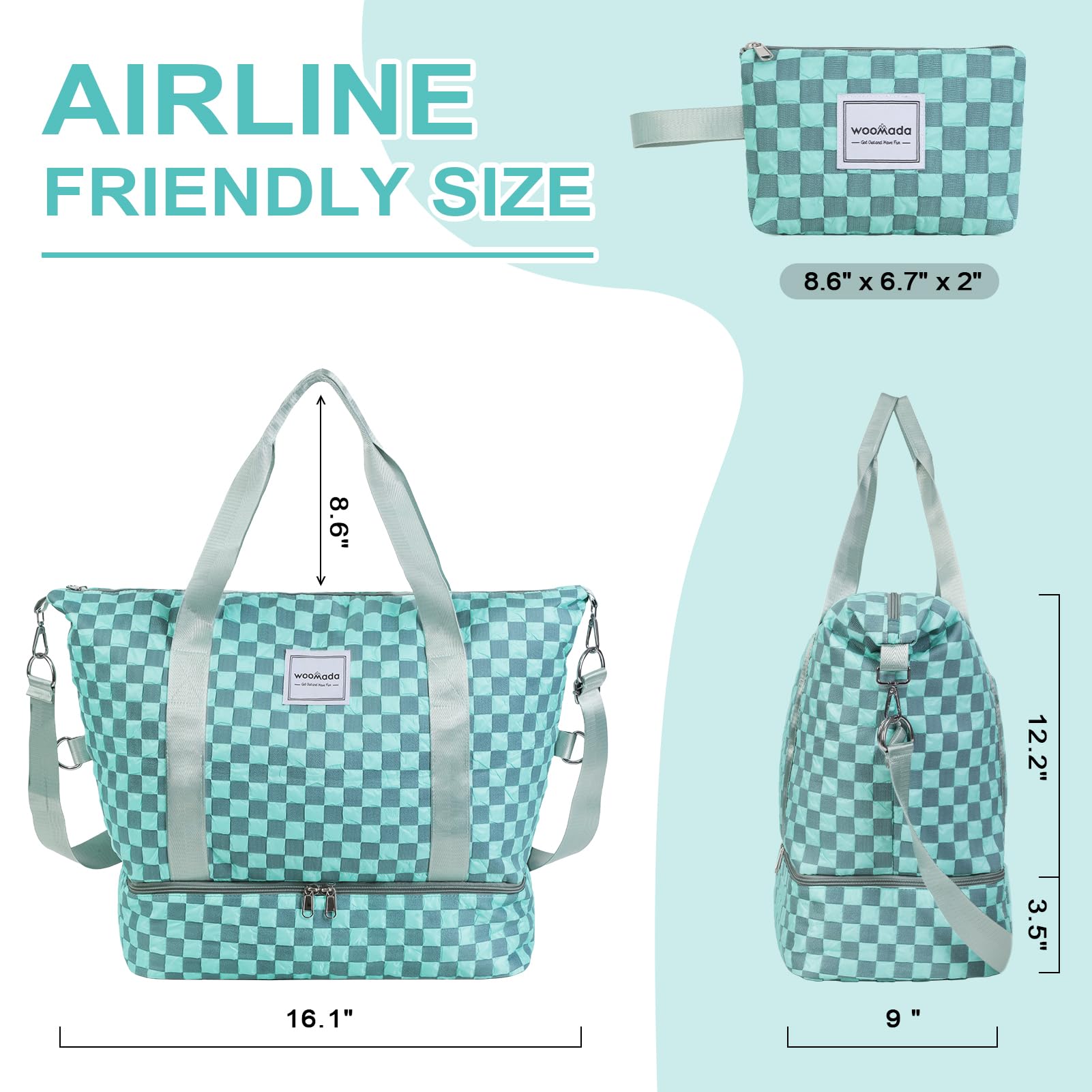 WOOMADA Women's Weekender Bag - Travel Duffel with Shoe Compartment & Wet Pocket | Airline-Approved Carry-On for Weekend Getaways