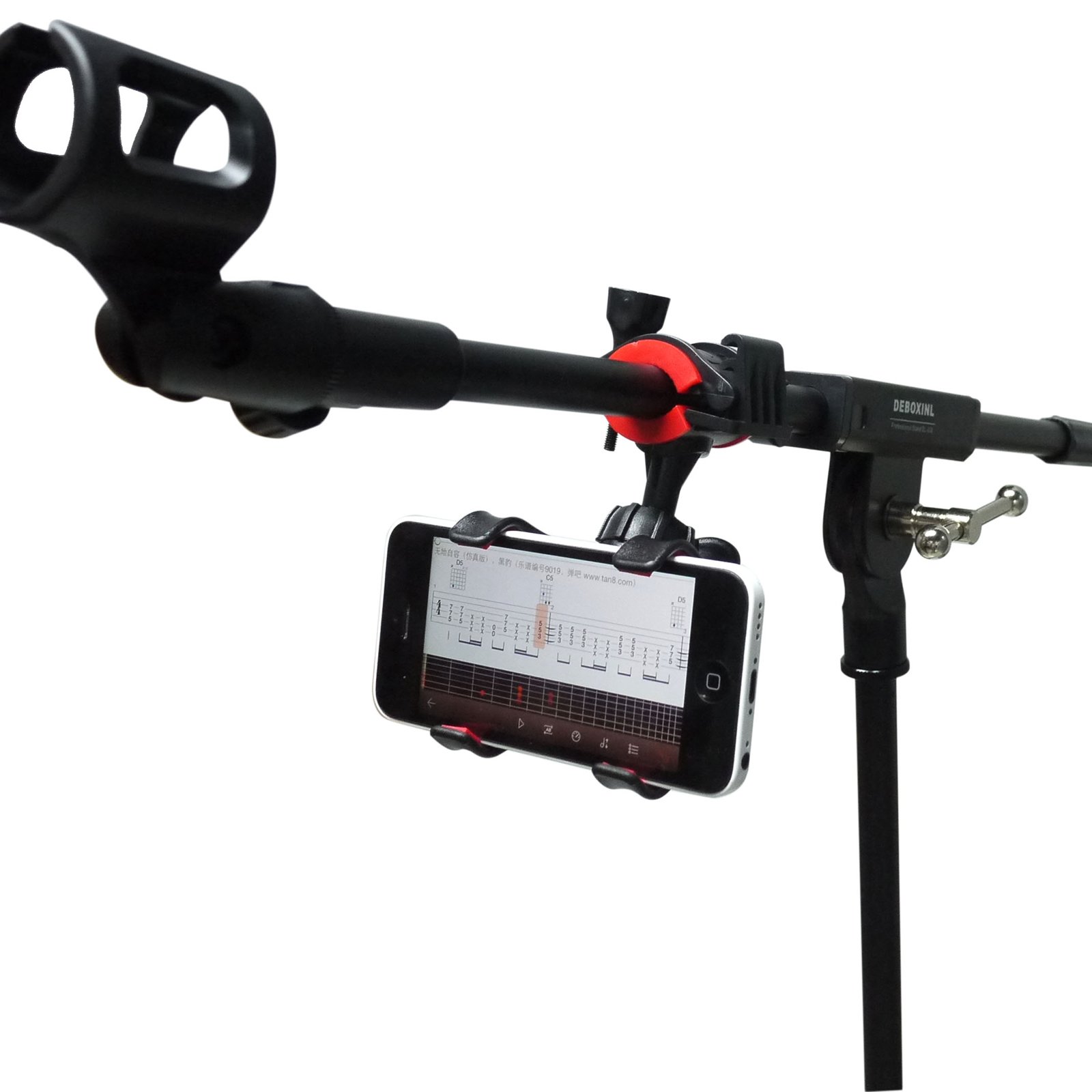 Mr.Power Universal Microphone Stand with Phone Holder - Compatible with iPhone & Samsung Smartphones - Perfect for Podcasting, Live Streaming & Recording Studios