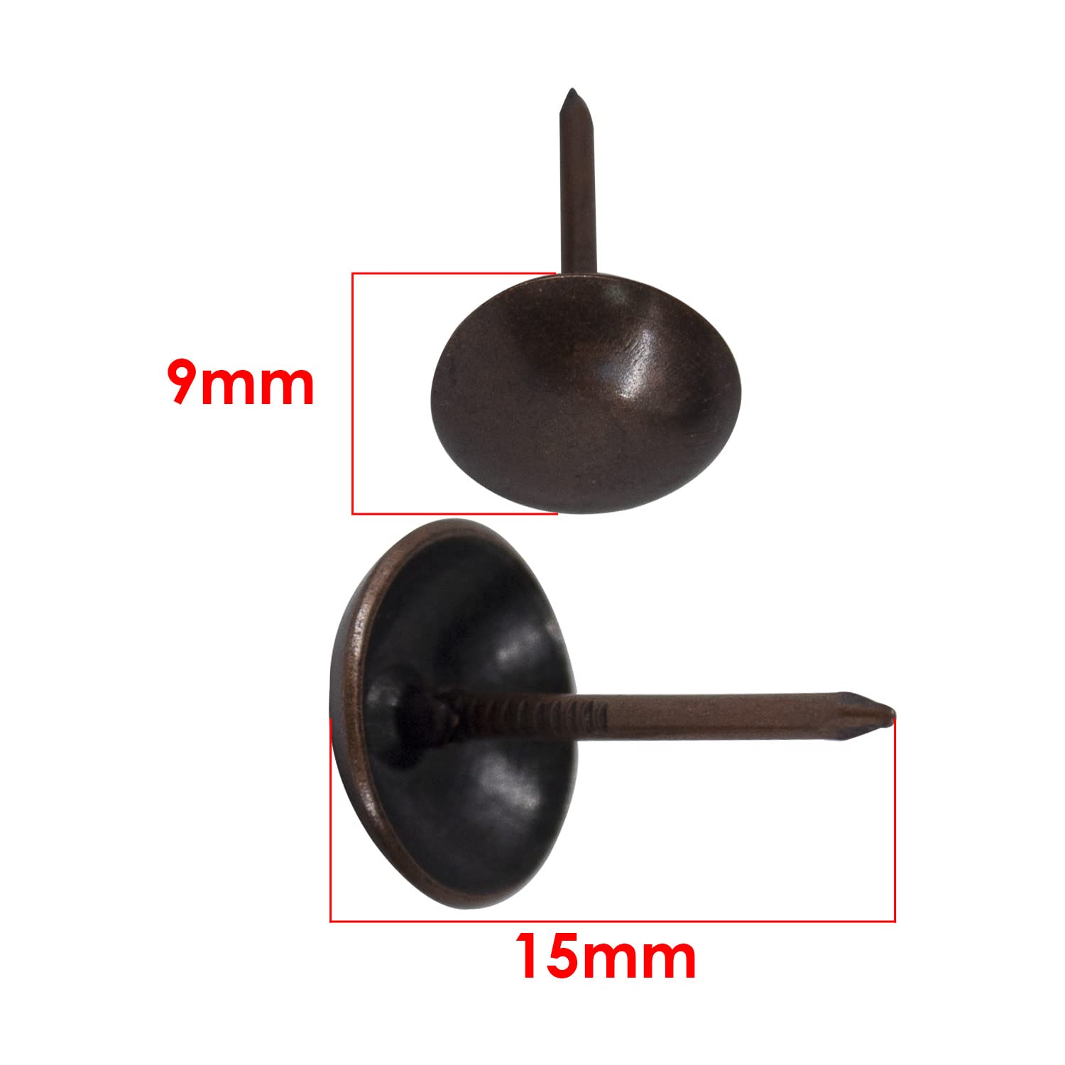 Weddecor Round Head Upholstery Tacks for Furniture, Wood Sofa, Chair, Carpet - 15mm x 9mm Bronze Nails (10 Pack) - DIY Home Decor & Craft Projects