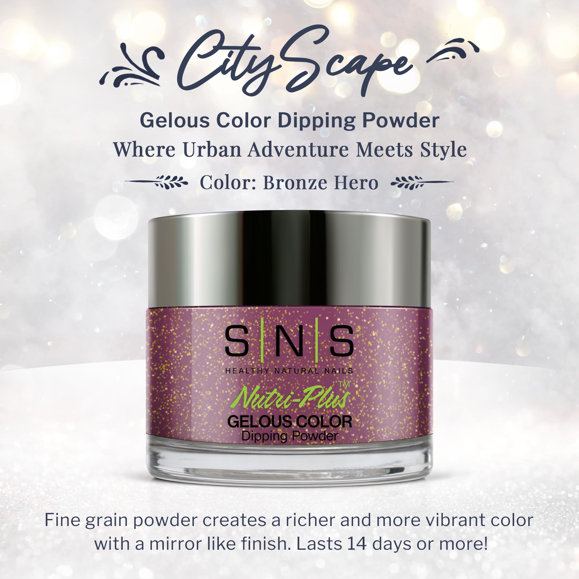 SNS Nail Dip Powder - Gelous Bronze Hero (Brown Shimmer) - Long-Lasting 14-Day Dip Nail Color - No UV Lamp Needed & Low Odor - 1 oz - Perfect for Salon, Home Manicures & Special Occasions