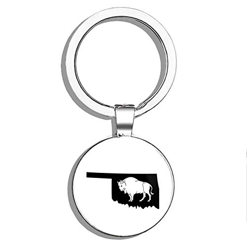 Oklahoma Buffalo Double-Sided Stainless Steel Keychain - Durable Key Ring Holder with Carabiner Clip for Keys, Key Finder & Everyday Carry (Perfect for Outdoor, Travel, and Home Organization)