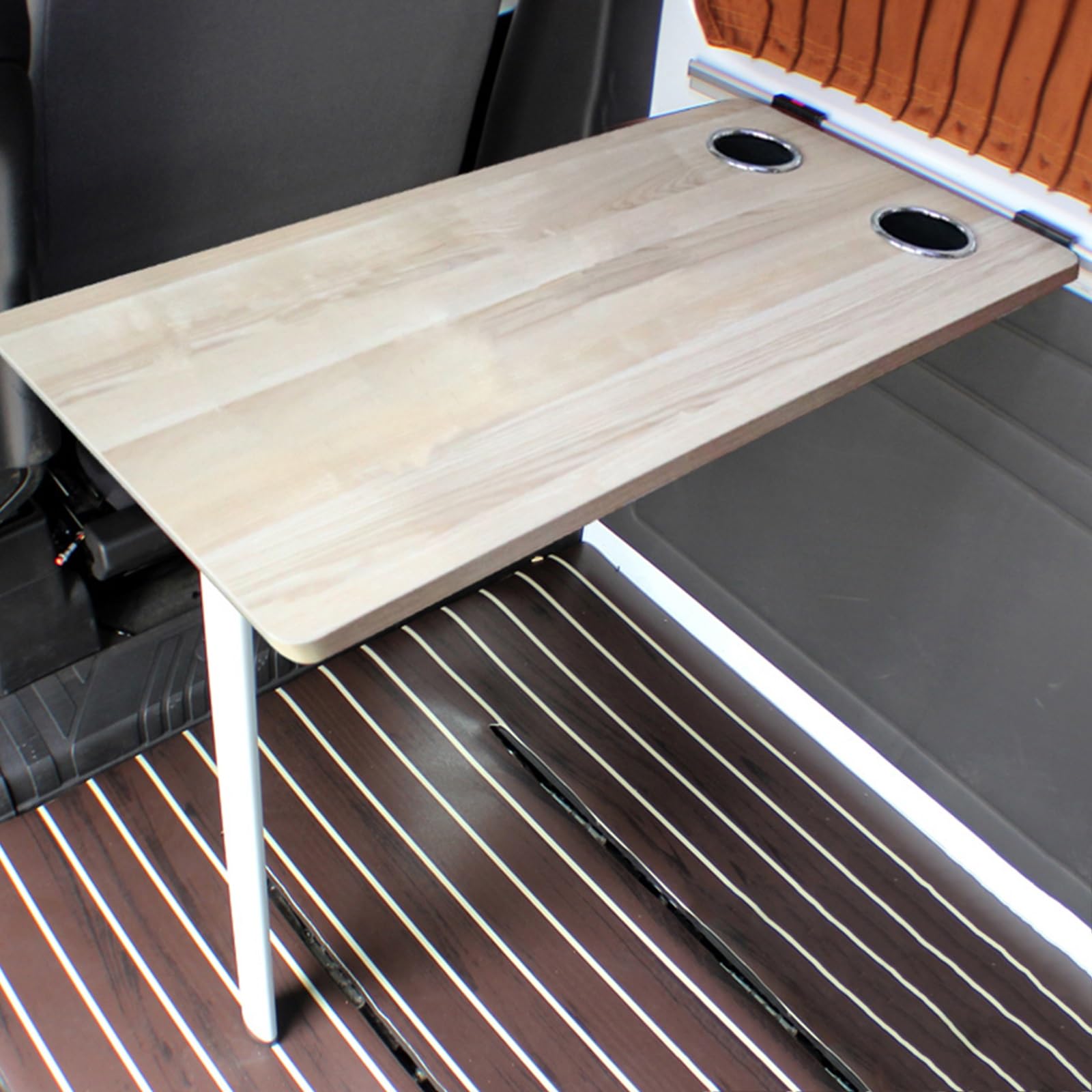 RV Folding Wall Table - Lightweight Aluminum Foldable Picnic Table with Steel Pipe Bracket & Eco-Friendly Desktop | Removable Camping Table with Sink Cup Holder | Perfect for Campervans, Trailers & Outdoor Adventures