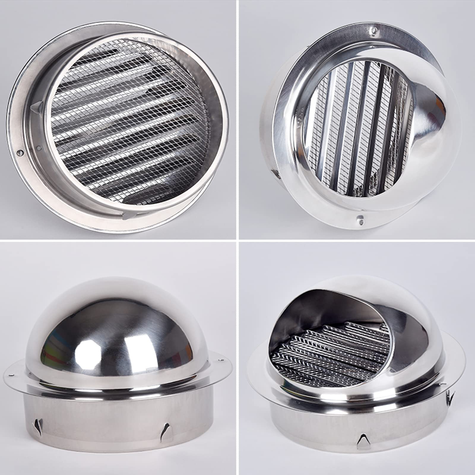 Stainless Steel Round Air Vent with Built-in Fly Screen Mesh - 70mm/2.76in Wall Vent Cap for Home Ventilation - Perfect for Living Rooms, Kitchens & Bathrooms
