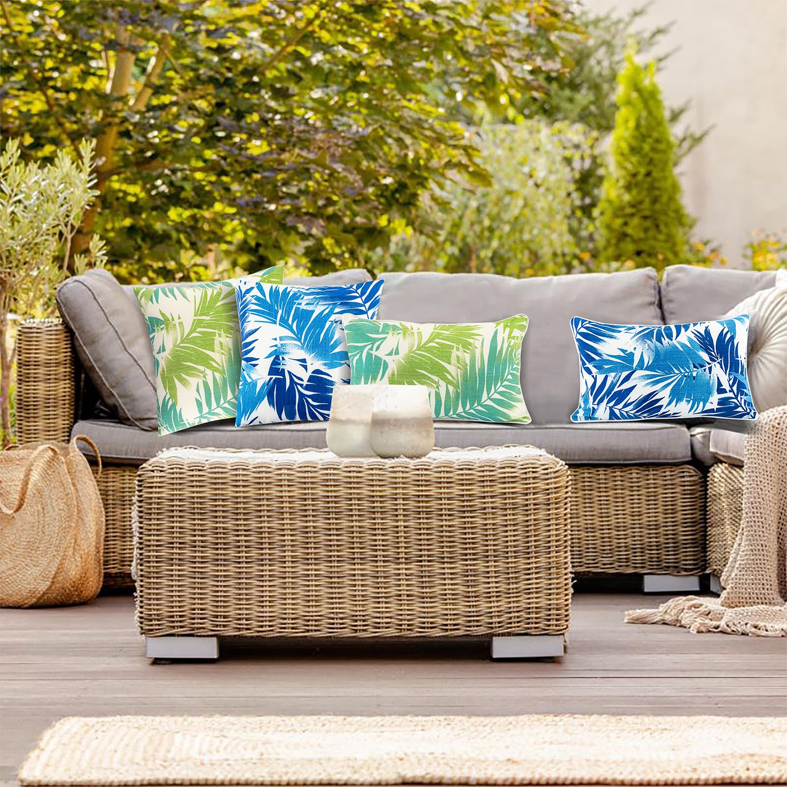 **JMGBird Waterproof Outdoor Pillows Set of 2 - 18×18 Inch Throw Pillows with Insert for Patio Furniture - Perfect for Garden, Deck, Poolside & Outdoor Lounging**
