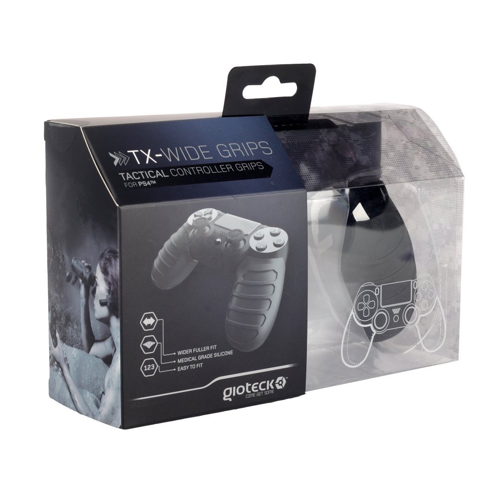 Gioteck TX-Wide Tactical Controller Grips for PS4 - Enhanced Grip & Comfort for Gaming - Perfect for FPS, Racing & Long Gaming Sessions