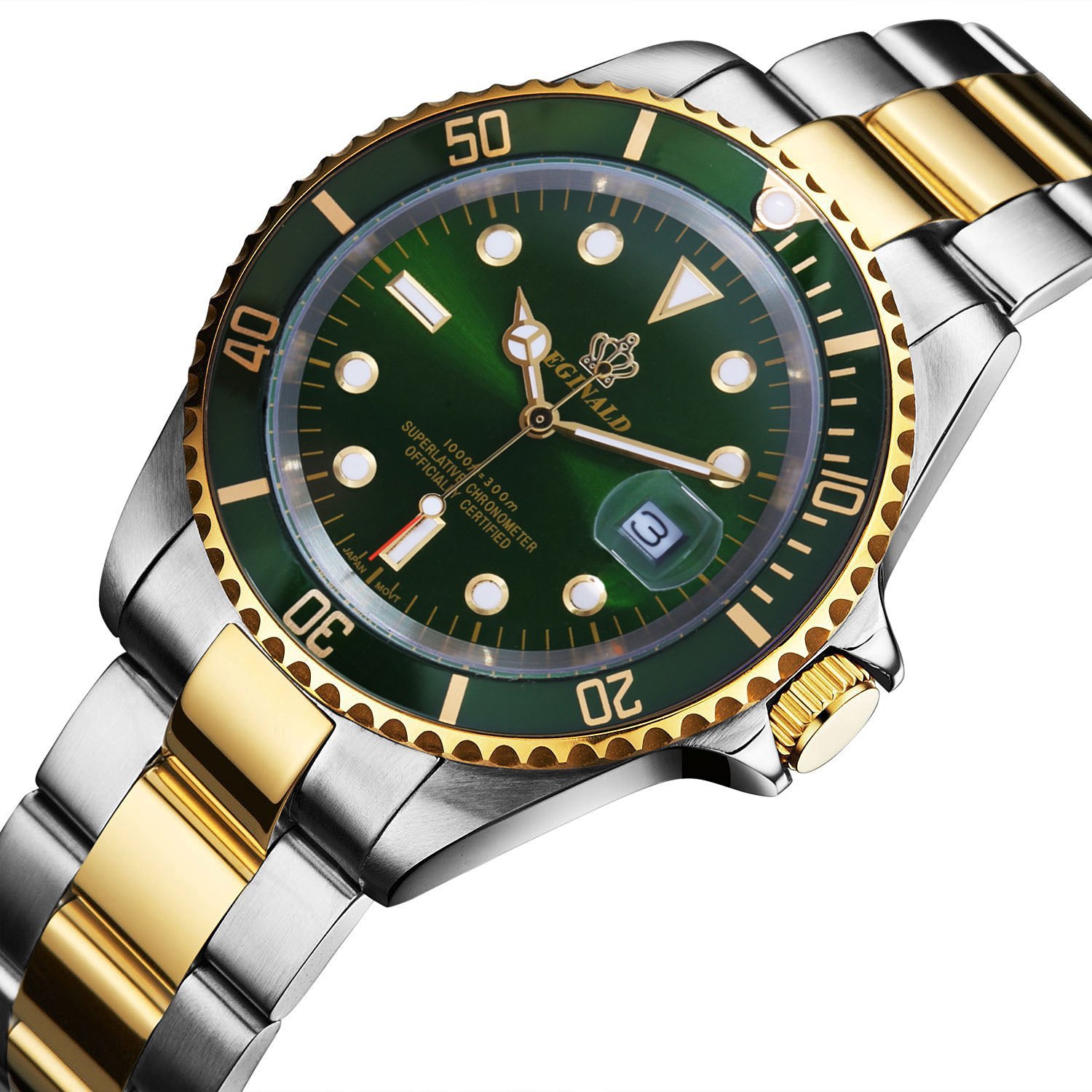 Luxury Men's Watch with Rotatable Bezel & Sapphire Glass - Stainless Steel Silver Tone Quartz Watch with Luminous Hands | Perfect for Business, Formal Events & Everyday Wear