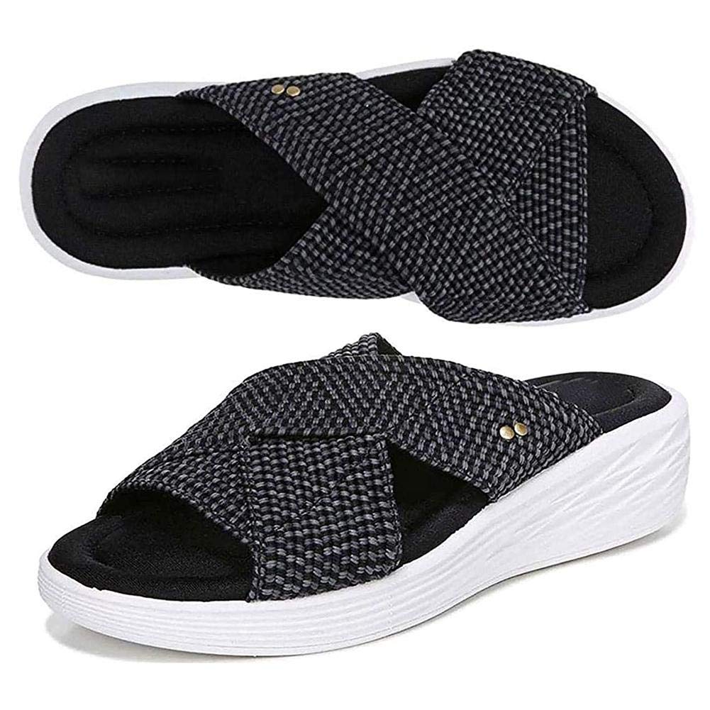 MEILIYA Women's & Men's Slip-On Slide Sandals with Orthotic Support - Comfortable Stretch Cross Platform Sandals for Walking - Indoor & Outdoor Use - Perfect for Beach, Pool, Travel and Casual Wear