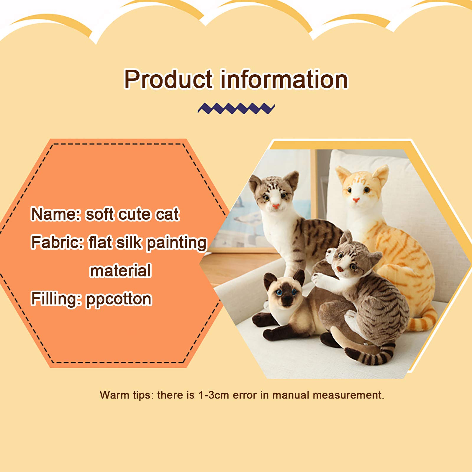Soft Plush Cat Toy - Realistic Simulation Cat Doll for Kids, Perfect Birthday Party Gift & Cute Stuffed Animal for Playtime, Cuddling & Nursery Decor