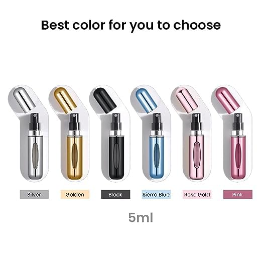 Anasis 6-Pack Refillable Perfume Atomizer Spray Bottles - 5ml Travel Size Portable Perfume Dispenser for Women & Men | Perfect for Airplane Carry-On, Gym Bag, Purse & On-The-Go Fragrance Touch Ups