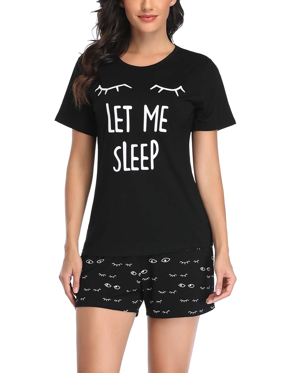 Women's Cute Print Pajama Set - Short Sleeve Tee & Shorts for Sleep & Lounge XS-XXL