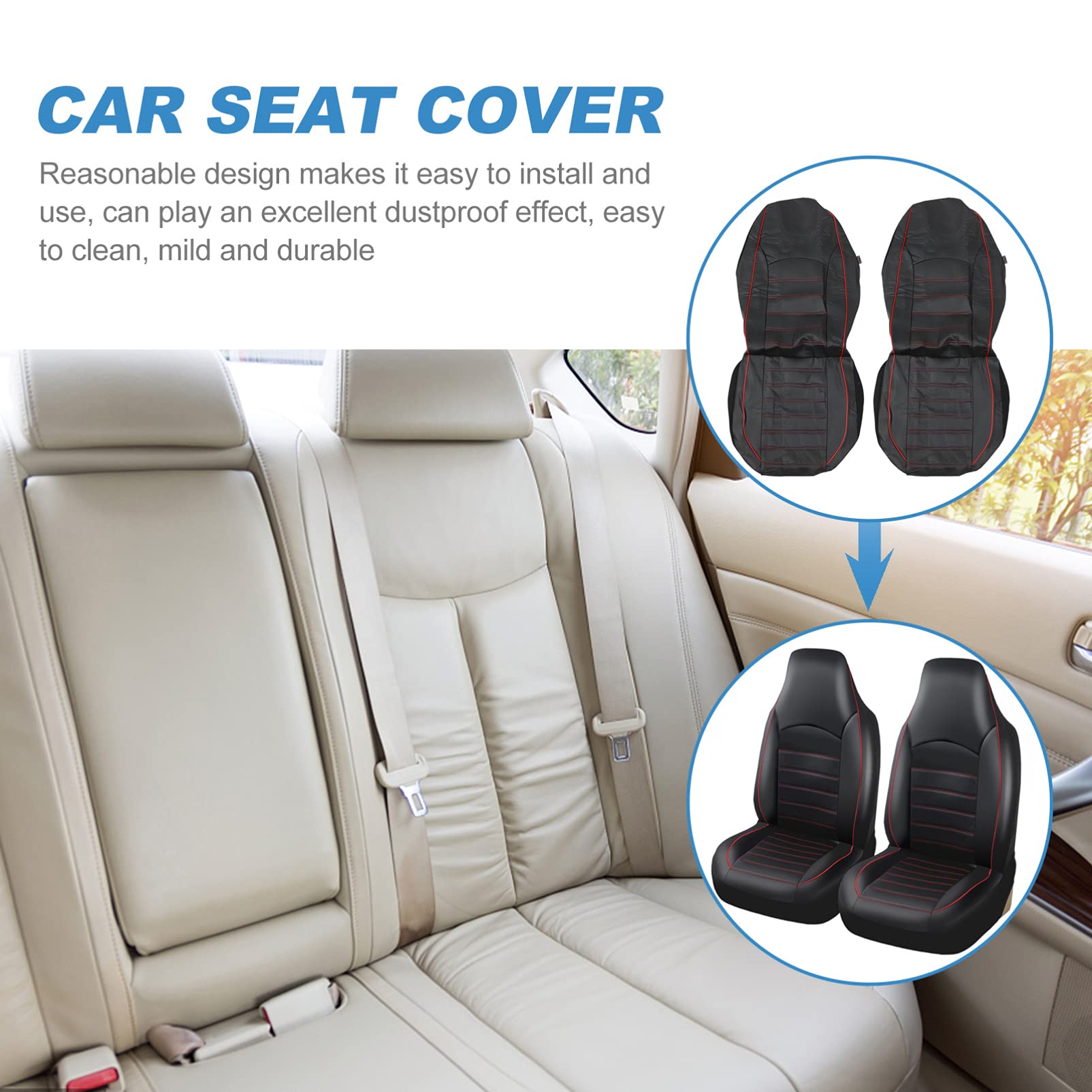 FAVOMOTO 2-Pack Premium Car Seat Protectors - Waterproof & Non-Slip Auto Seat Covers for Cars, SUVs, Trucks - Universal Fit Front Seat Protector for Pets, Kids, Spills (Black) - Perfect for Road Trips, Family Travel & Daily Commute