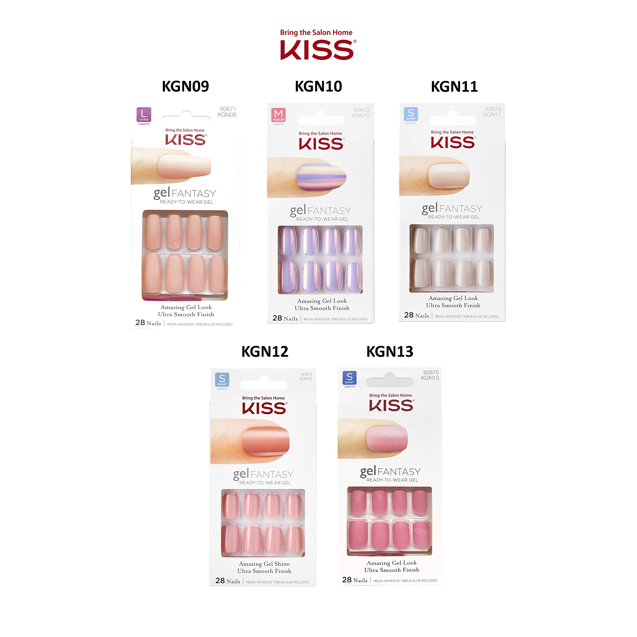 Kiss Gel Nail Polish Set with Ribbon Design - Long Lasting Glossy Nail Art Kit for Home Salon & Party Manicures