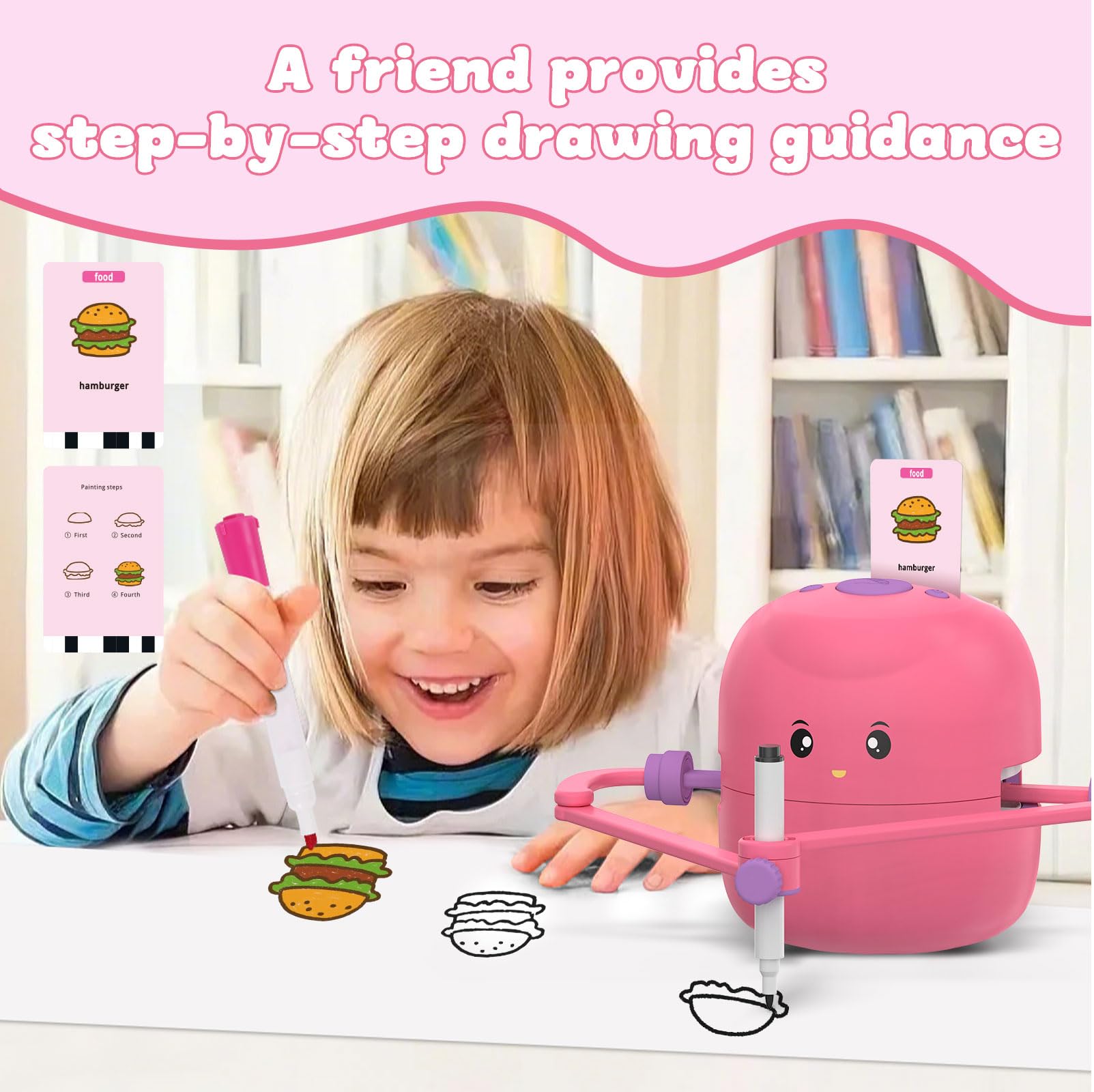 Interactive Educational Drawing Robot for Kids - STEM Learning Toy with 100 Word Cards & Voice Interaction | Perfect for Ages 5+ | Ideal for Home Schooling, Classroom Activities & Creative Playtime
