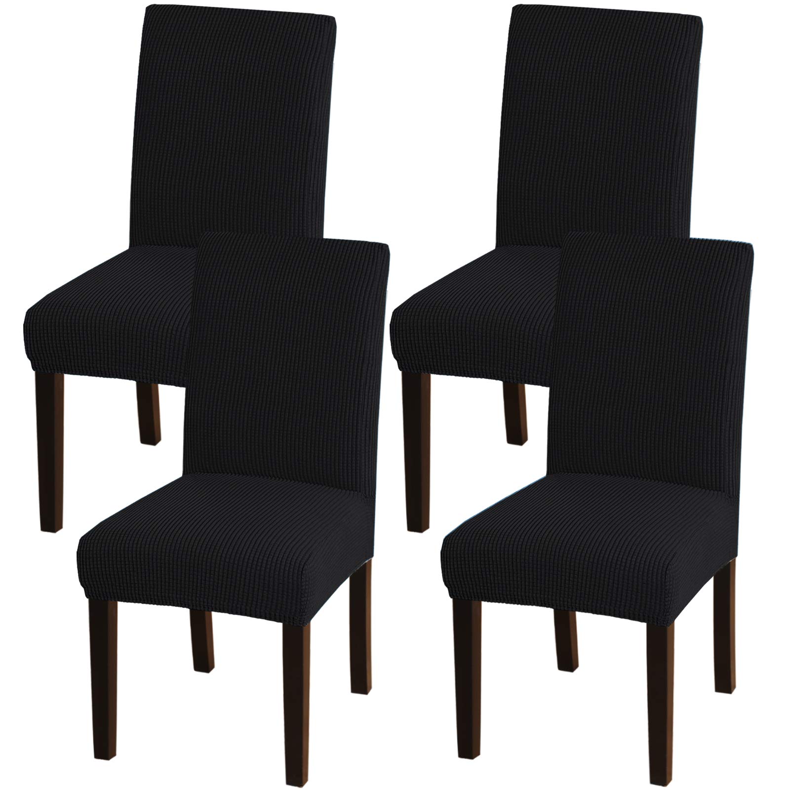 Stretchable Turquoise Dining Chair Covers Set of 4 - Washable Parsons Chair Slipcovers for Dining Room, Hotel & Wedding Ceremony - Premium Removable Chair Protectors (Black) | Perfect for Home Decor, Restaurant Seating & Special Events
