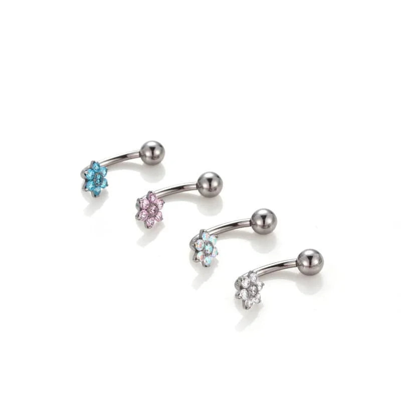 14G Titanium Belly Ring - Hypoallergenic Flower Navel Piercing Jewelry for Women | Perfect for Everyday Wear, Parties & Beach Outfits