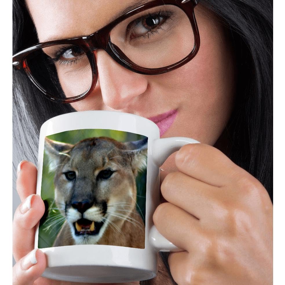 3D Printed Cougar Face Close-Up Design Coffee Mug - Perfect for Home, Office & Gifts - 11oz Ceramic Mug with Vibrant Colors (mug_127808_1)