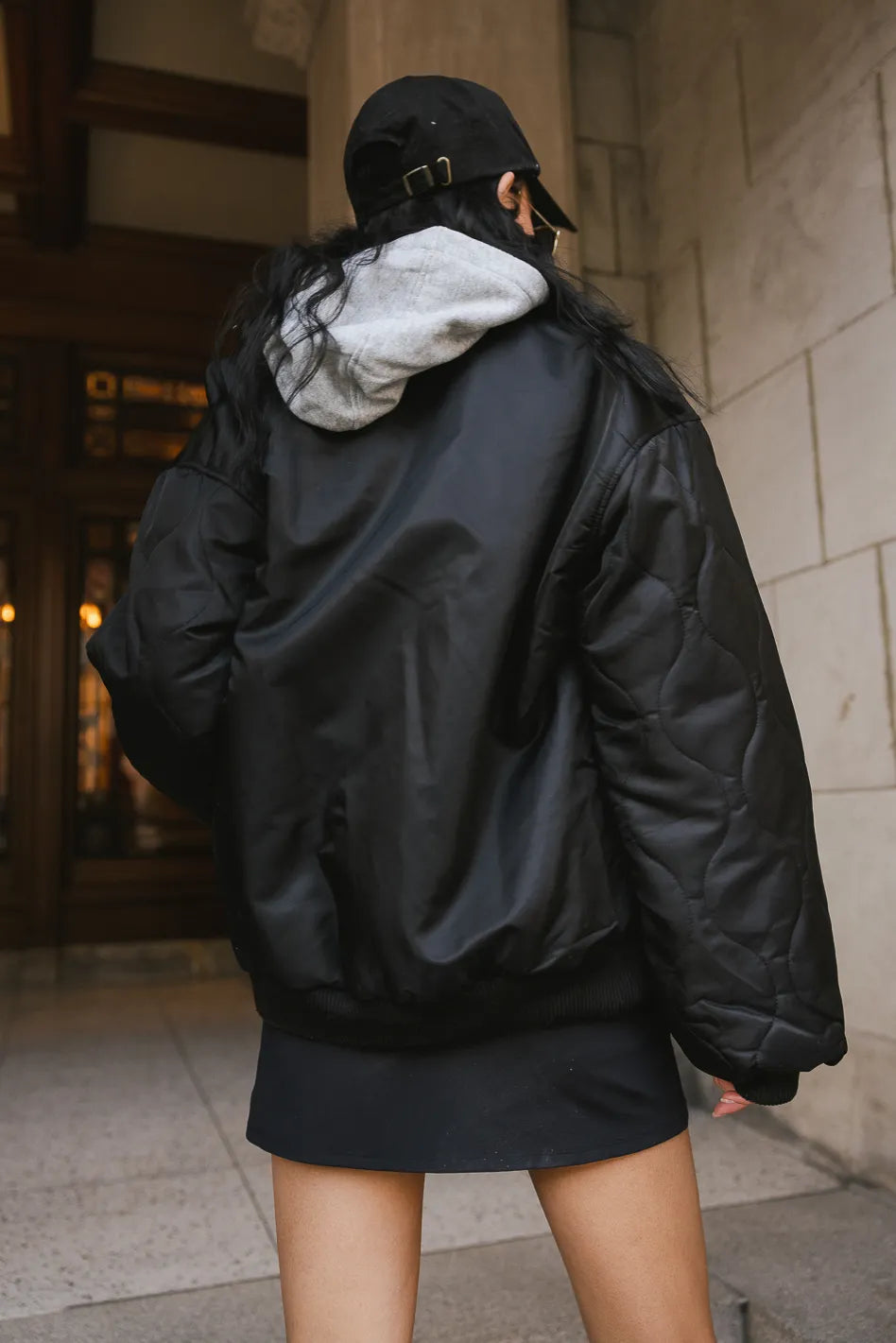 Madilyn Black Bomber Jacket for Women - Stylish Outerwear for Casual & Streetwear Fashion - Perfect for Fall & Winter Layering